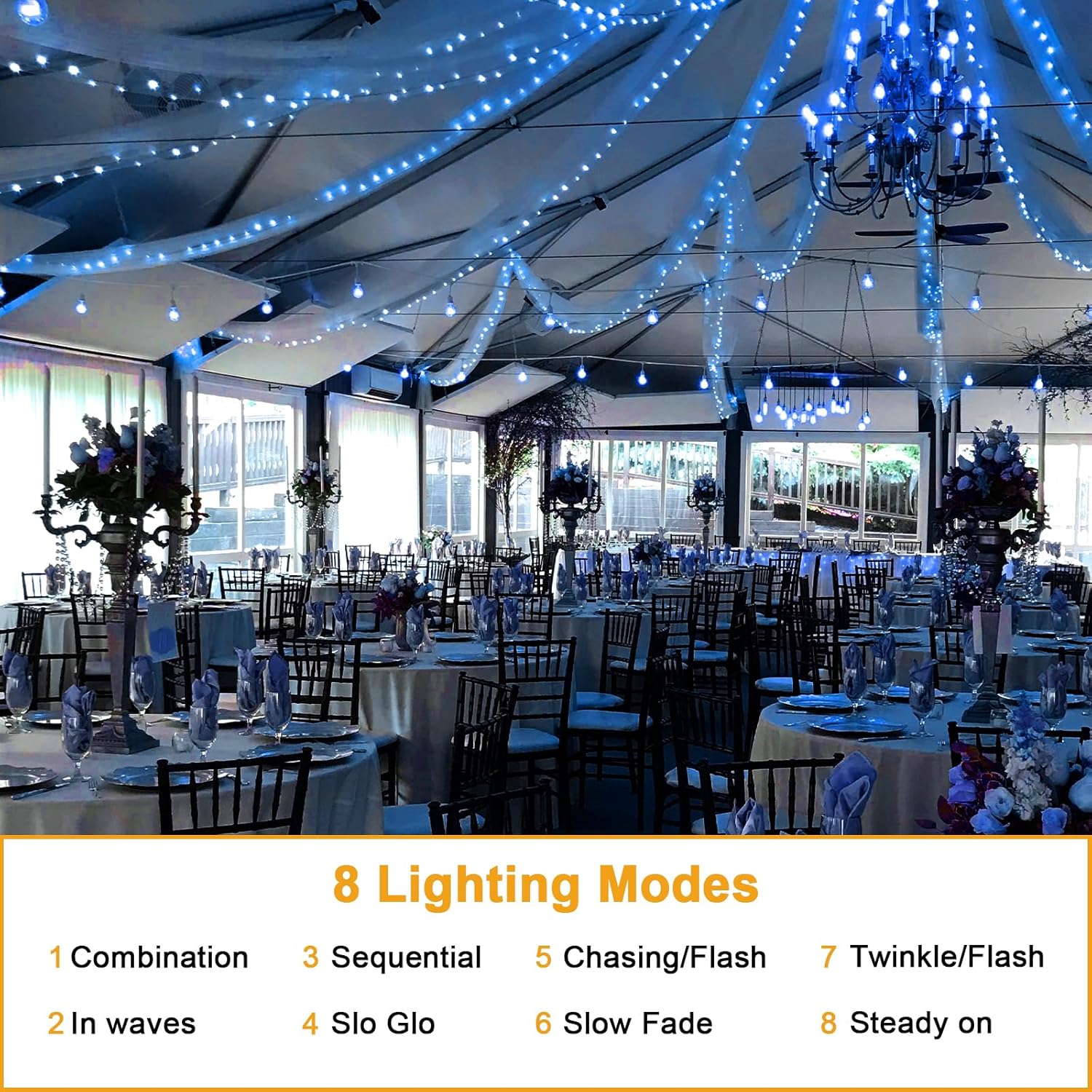 Thumbnail 4 de FFZZKJ solar garden lights (2-pack) with 240 LED glass bulbs, IP65 waterproof, blue copper-wire style