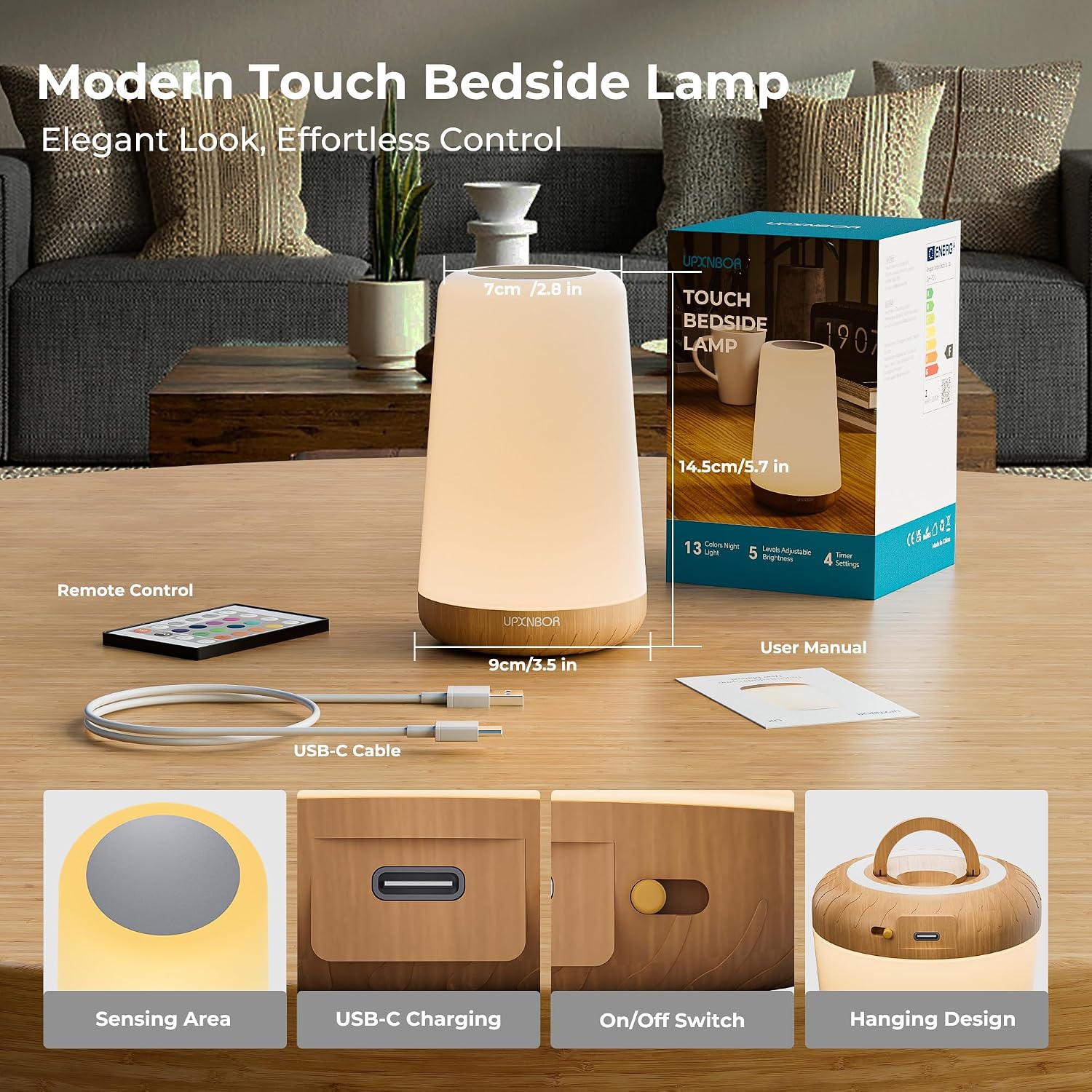 Thumbnail 6 de UPXNBOR Night Light LED Bedside Lamp