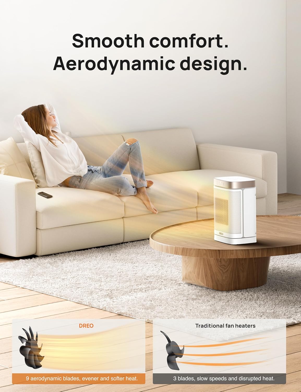 Thumbnail 6 de DREO Atom One DR-HSH004-G Ceramic Space Heater, 1500 W, 70° Oscillation