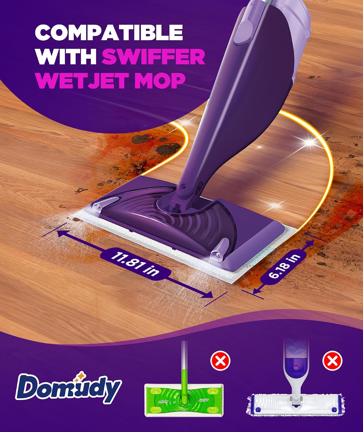 Detalle de Domudy 4-Layer Super Absorbent Mop Pad Refills for Swiffer WetJet – 60 Pack