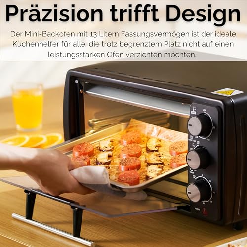 Detalle de Steinborg Mini Backofen 13 Liter: kompakter Allrounder für Backen, Toasten und Grillen