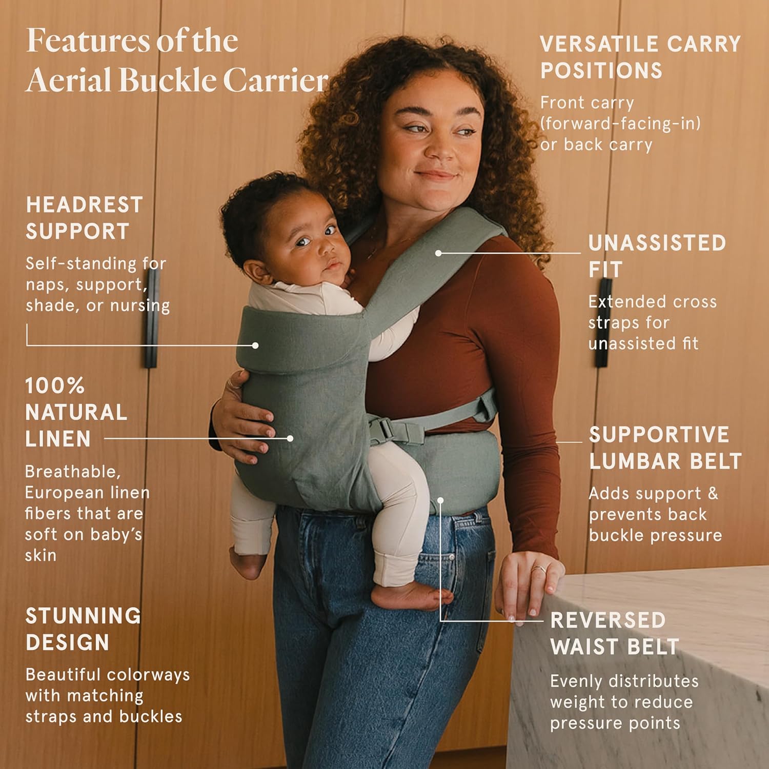 Detalle 2 de WildBird Aerial Buckle Carrier (2-24 Months, Standard XS-XL) – Acadian Front or Back Carry