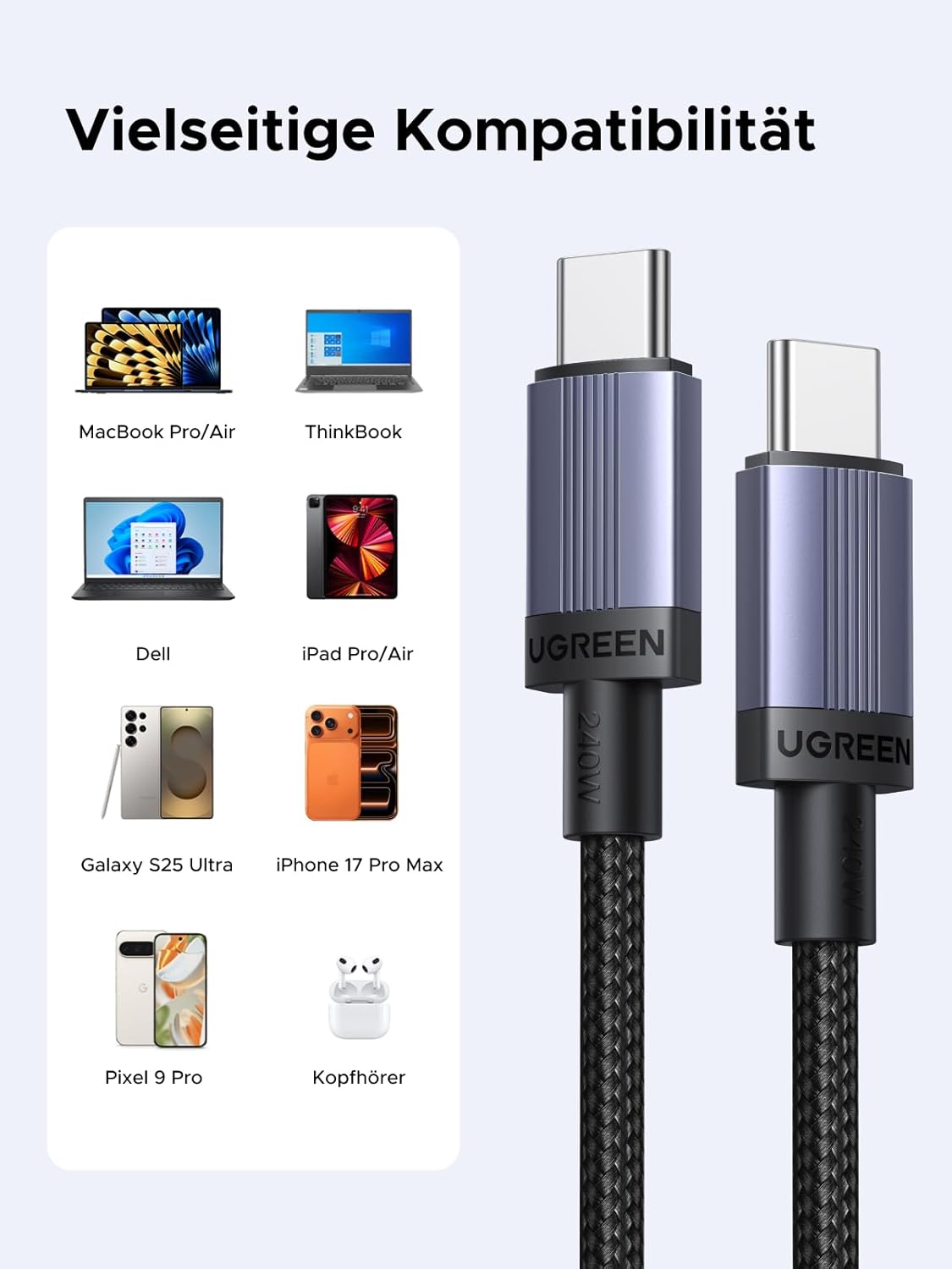 Detalle 2 de UGREEN USB C Ladekabel 240W 🔌