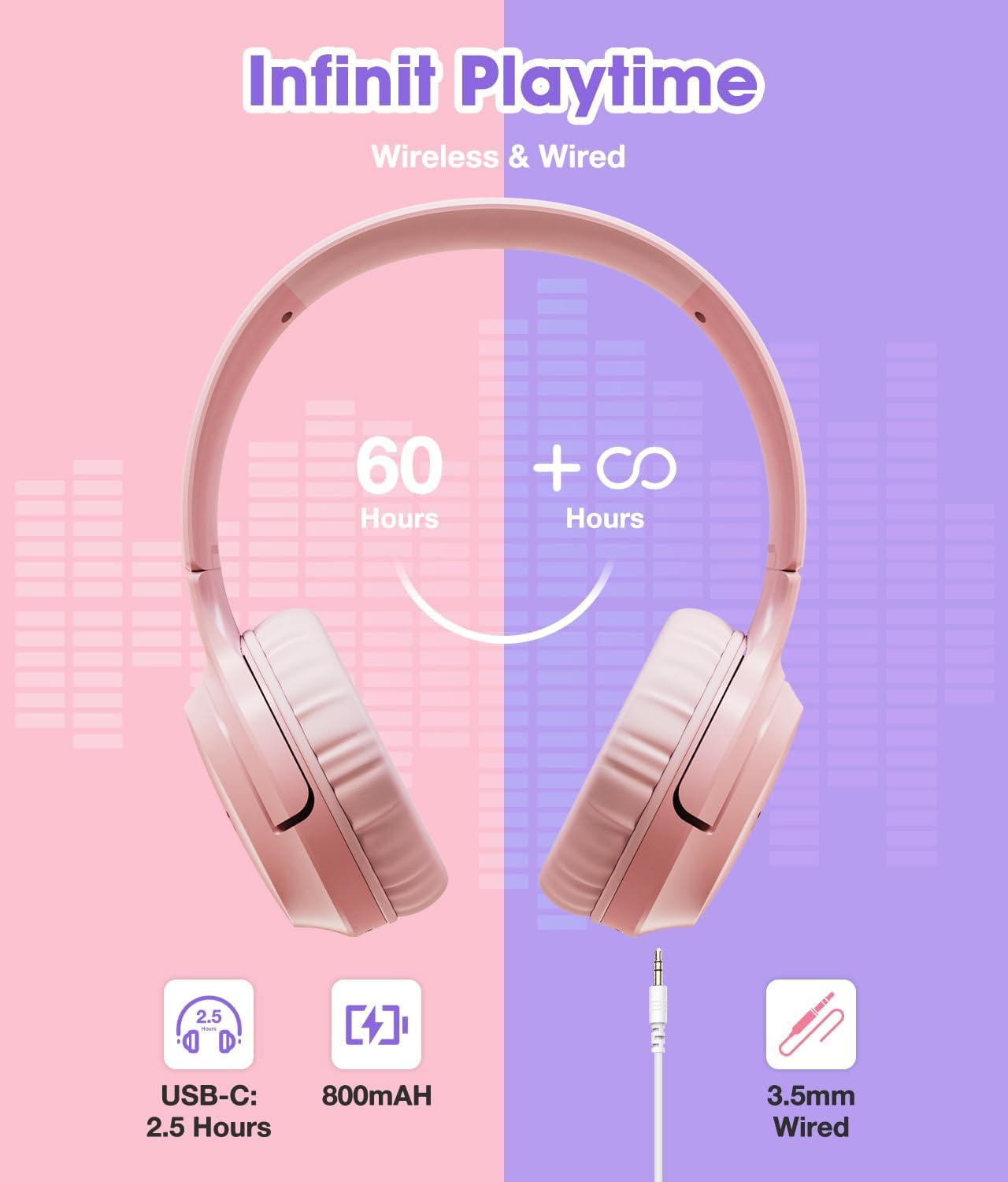 Thumbnail 3 de KONNAO Kids Headphones 60H wireless over-ear