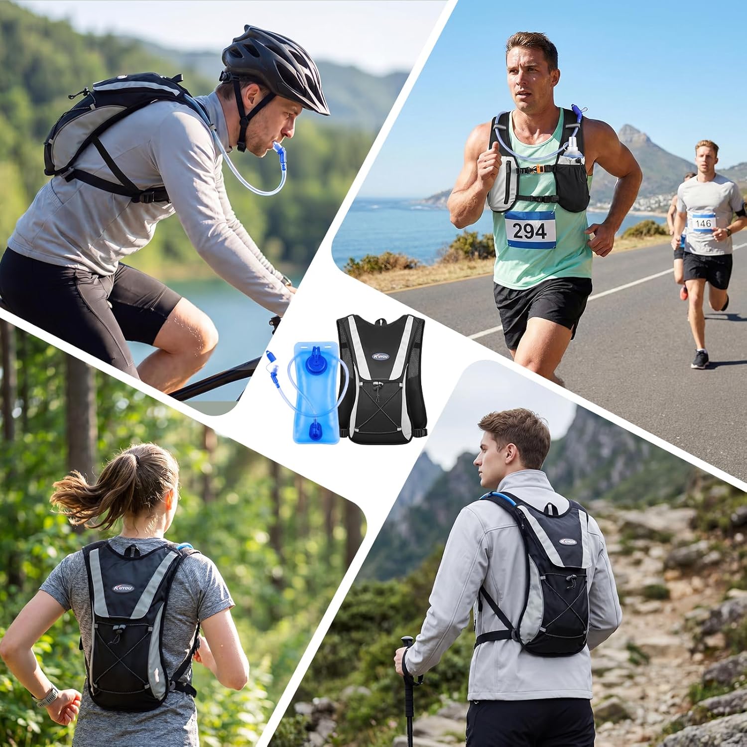 Thumbnail 6 de KUYOU Running Hydration Vest (2L Hydration Bladder) Lightweight Insulated Water Backpack for Running, Hiking, Cycling