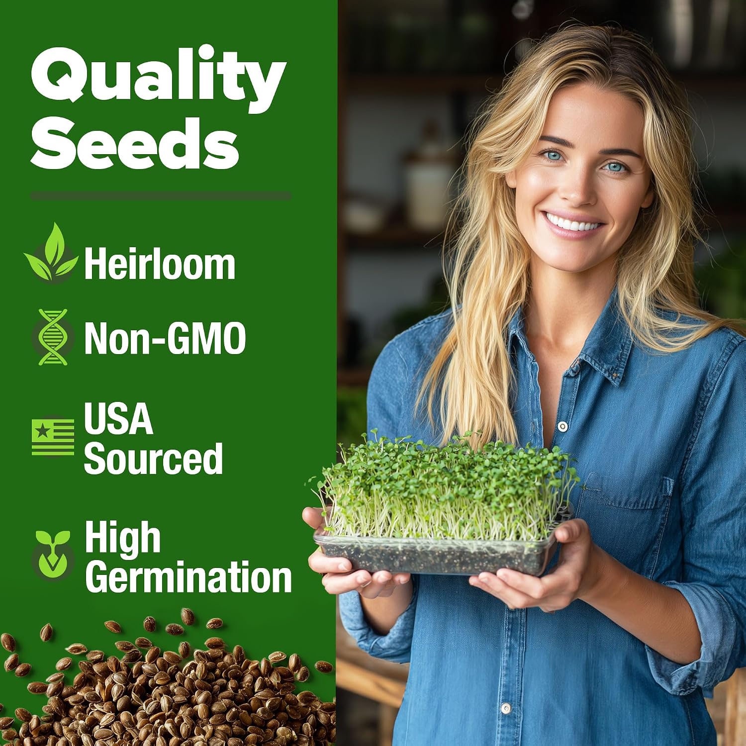 Thumbnail 1 de HOME GROWN Broccoli Seeds 8 oz Bulk – Heirloom, Non-GMO Sprouting Seeds for High Germination