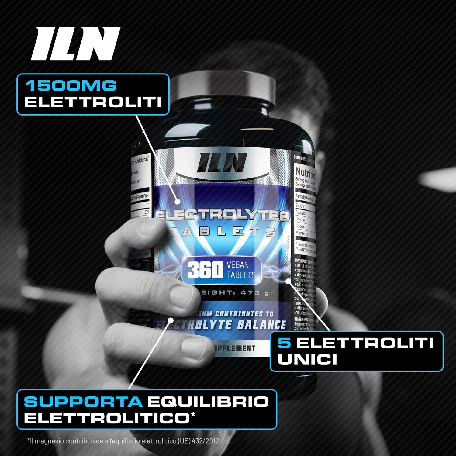 Detalle de Elettroliti senza zucchero Electrolytes compresse Iron Labs Nutrition 360 (Complex 1500 mg) vegano e keto friendly
