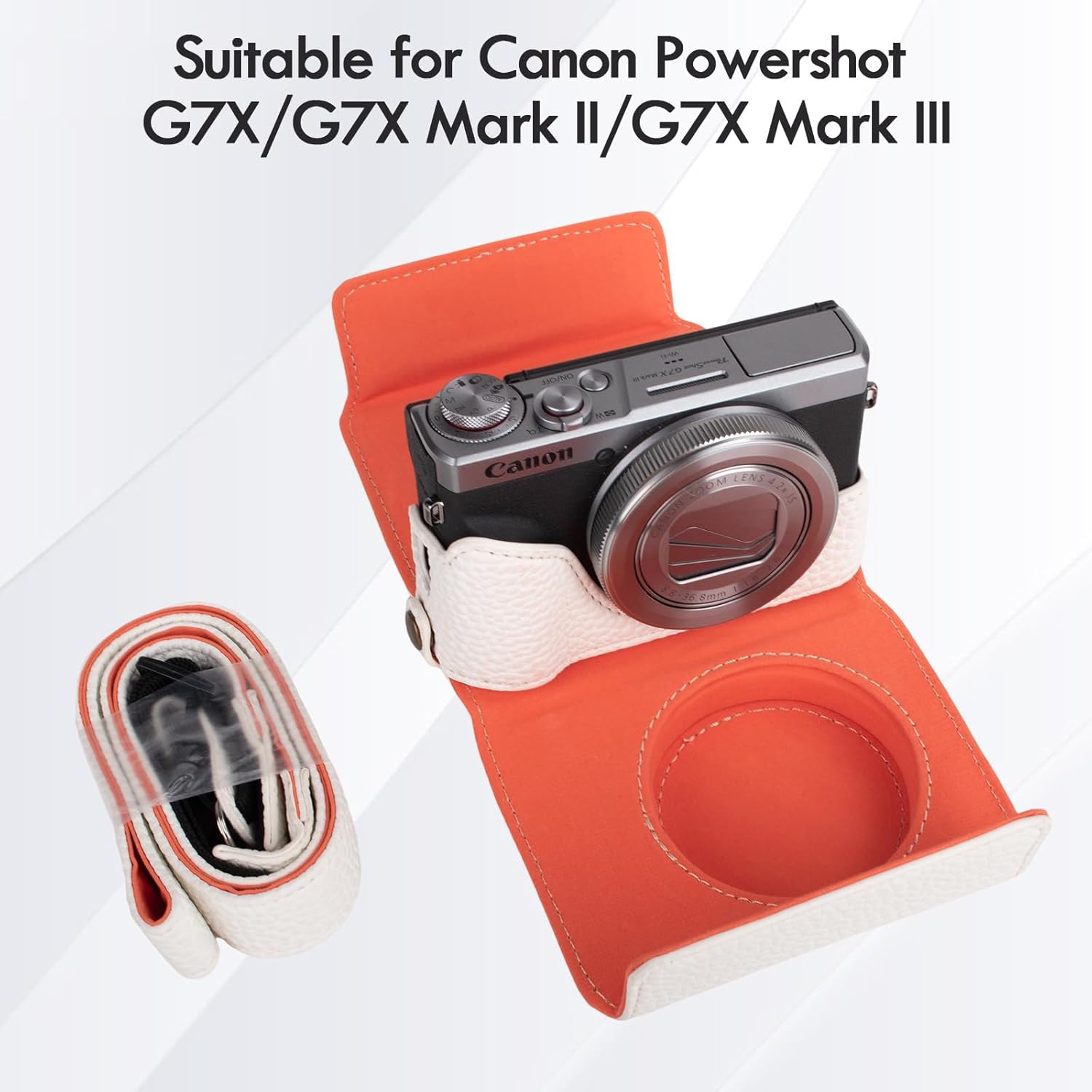 Detalle 2 de Rieibi G7 X / G7X II / G7X III Case: Vintage Leather Camera Case for Canon PowerShot G7X Series