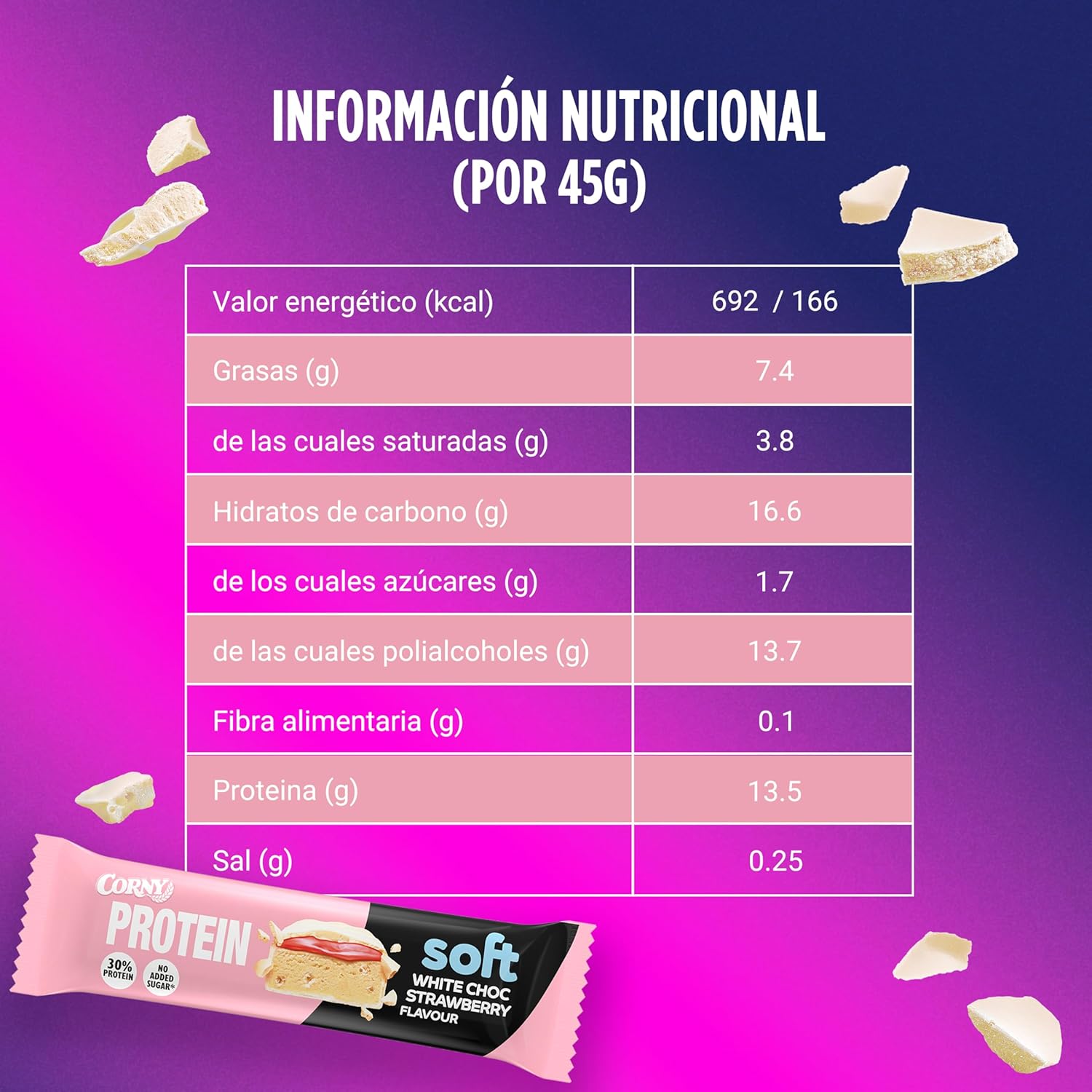 Thumbnail 4 de Corny Protein Soft 🍫🌸 Barritas Proteicas Chocolate Blanco y Fresa, 30% Proteína
