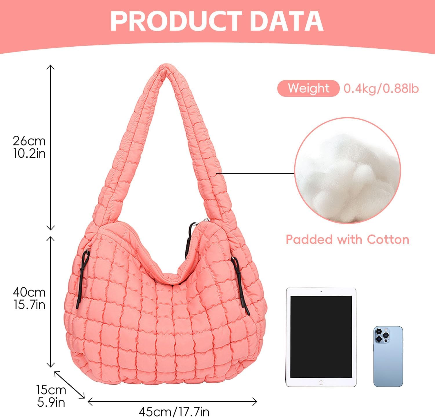 Detalle de Bagtopia Puffer Tote Bag, Large Quilted Puffer Bag – A practical, lightweight day-to-day tote