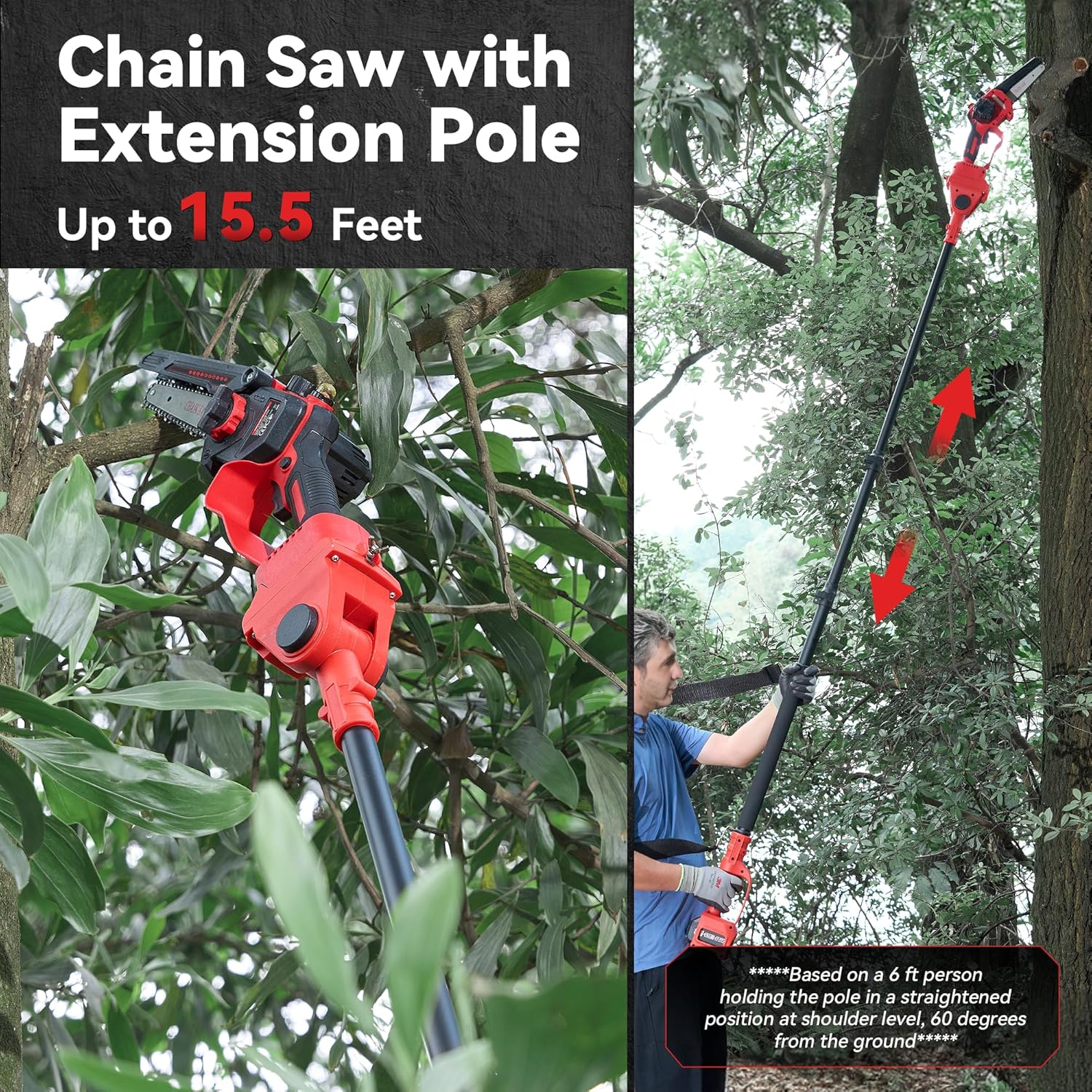 Thumbnail 2 de Avhrit 2-in-1 Cordless Pole Saw & Mini Chainsaw 6 inch (15.5-foot max reach) with 2 x 4000mAh batteries