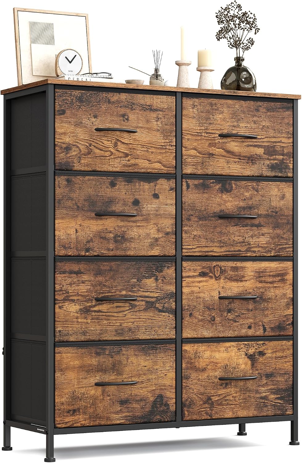 Detalle de SONGMICS LGS124BH04 8-Drawer Fabric Chest of Drawers, Steel Frame