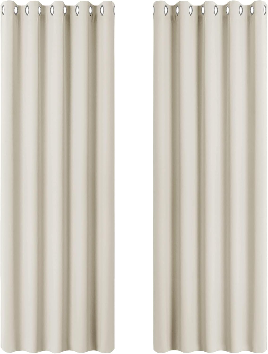 Detalle de PONY DANCE Thermal Insulated Eyelet Curtains (2 Panels) for Living Room & Bedroom, Beige, 66 x 84 Inches