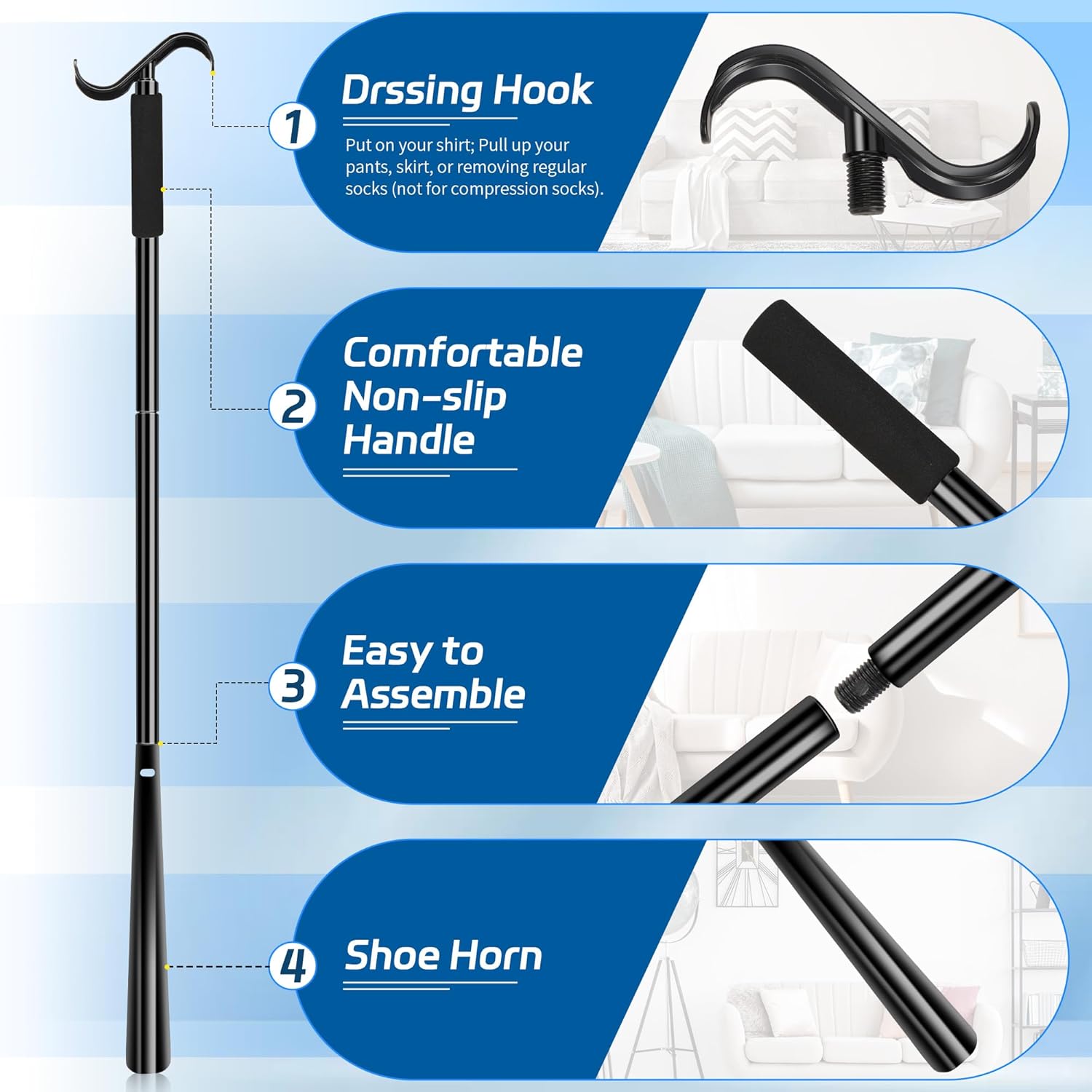Detalle 2 de Kekoy 35.5 Inch dressing stick with shoe horn 👞