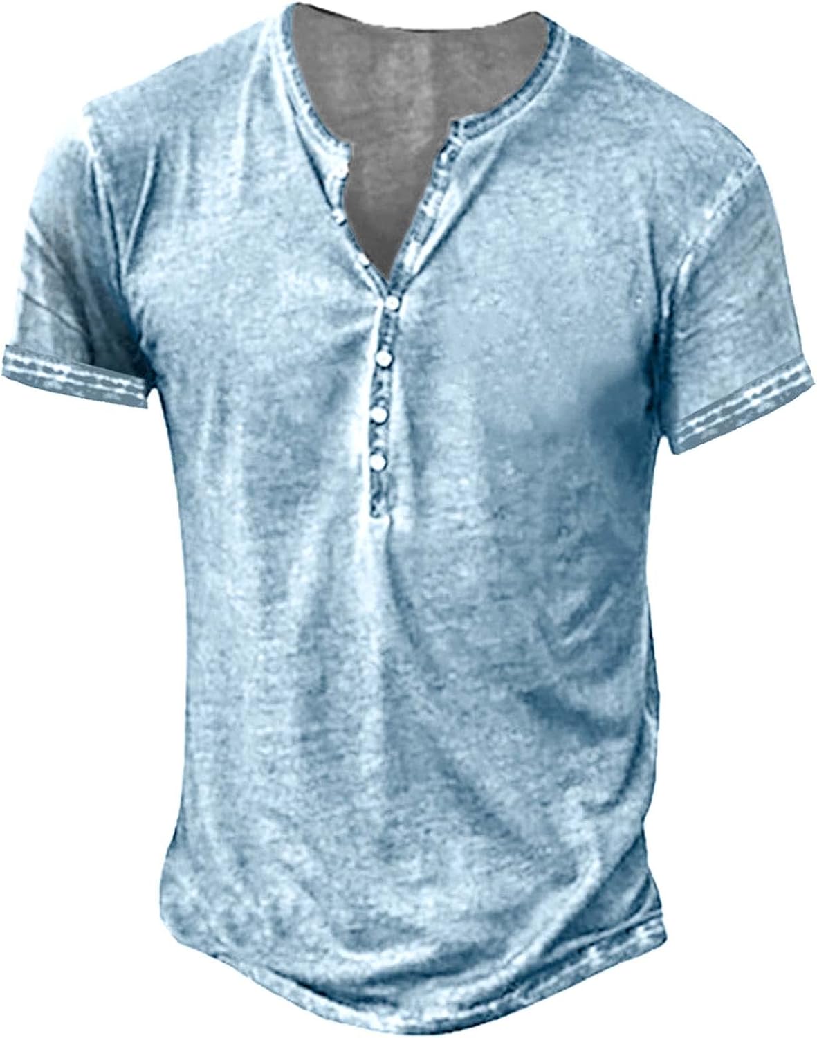 Detalle de NEMXCE Herren Vintage Henley Shirt – Kurzarm/Langarm, Slim Fit, V-Ausschnitt
