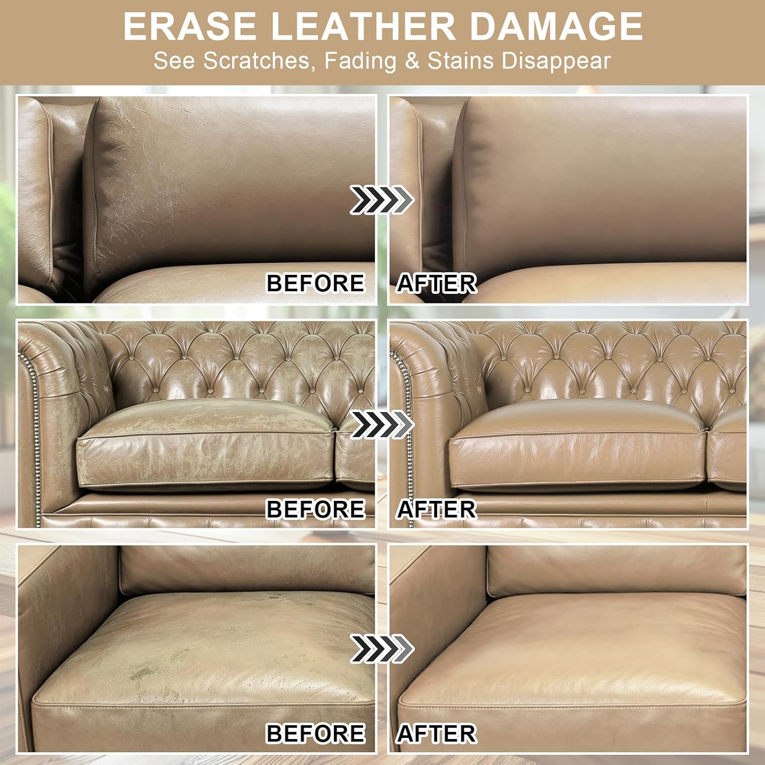 Detalle de STARTSO WORLD Camel Leather Recoloring Balm — leather repair kit for couches, car seats, and scratched leather