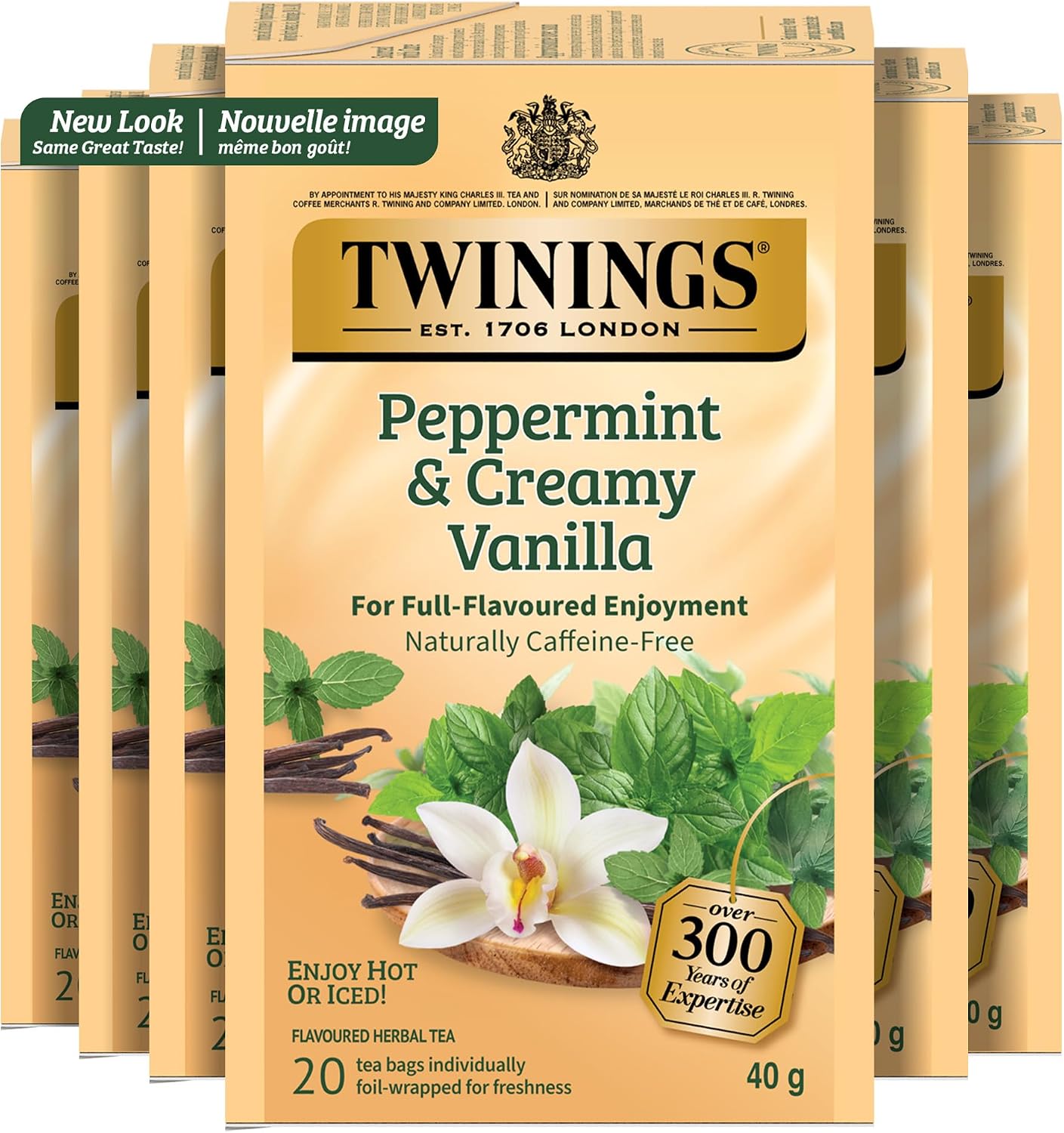 Twinings peppermint and vanilla herbal tea, 20 count