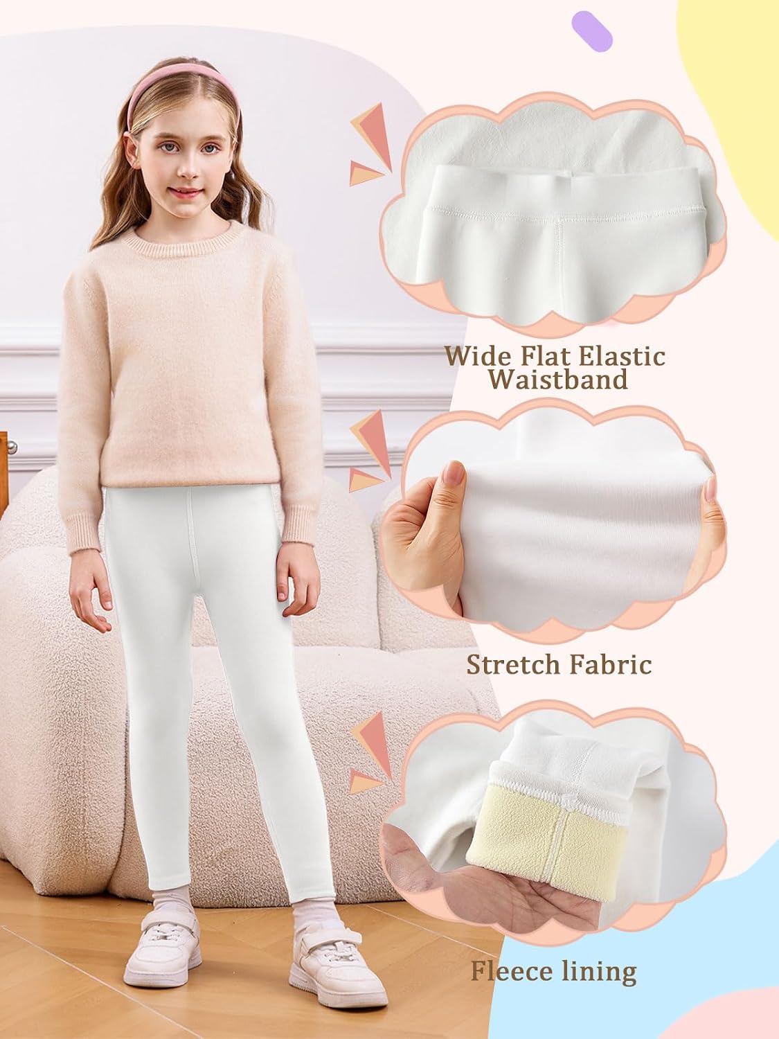 Thumbnail 5 de Vorvowry Girls Fleece Lined Leggings thermal tights