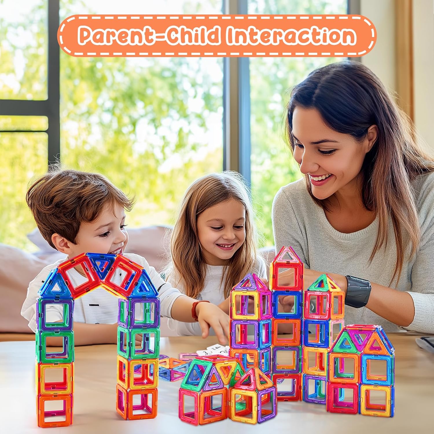 Detalle de aaczly Construction Magnétique Enfant – 82 Pièces, Blocs Magnétiques Éducatifs pour Jeux Créatifs