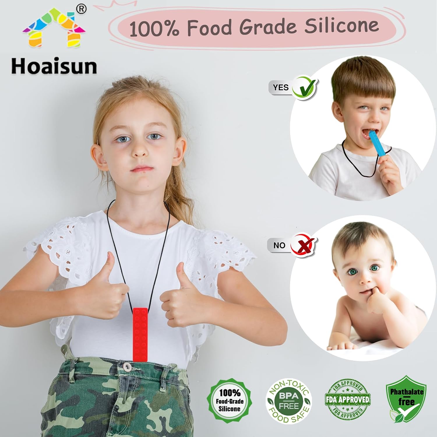 Thumbnail 1 de Kau-Halsketten für sensorische Kinder (6er-Set) aus lebensmittelechtem Silikon – zum Kauen bei ADHS, Autismus & SPD