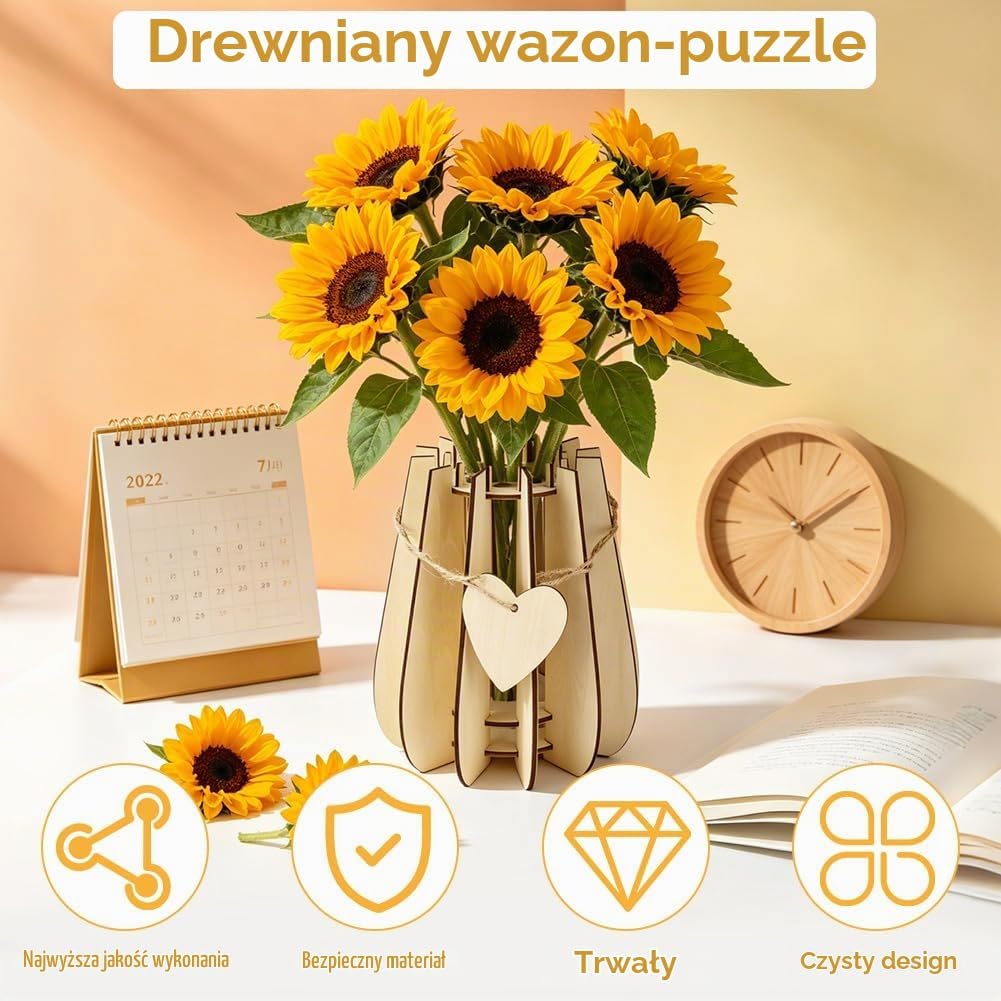 Detalle de AUAUY 5691607 – drewniany wazon-puzzle 3D do kwiatów LEGO