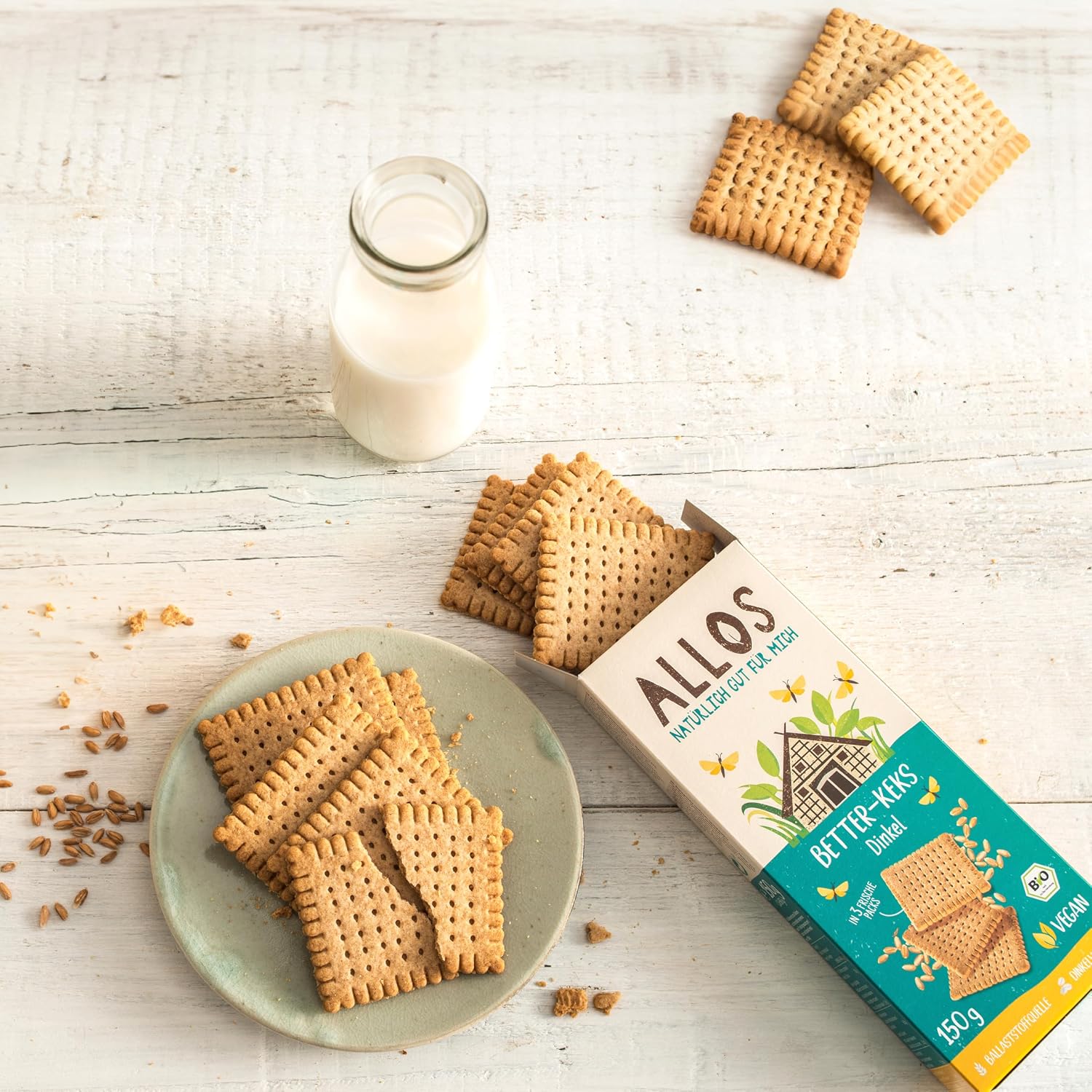 Detalle 2 de Allos Betterkeks Dinkel Butterkeks 150 g 🍪