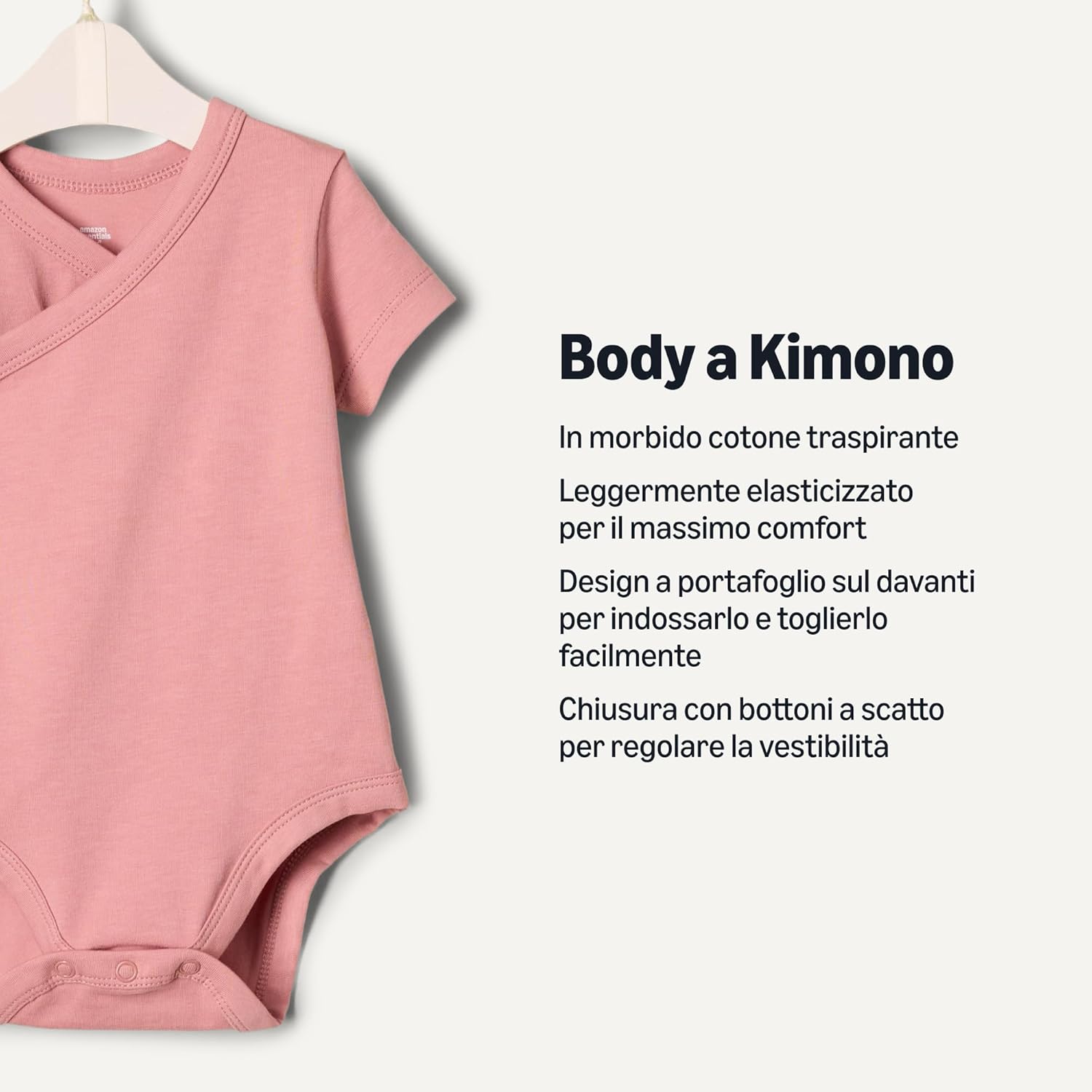 Detalle 2 de Amazon Essentials: Body per bambini e ragazzi a maniche corte con bottoni laterali