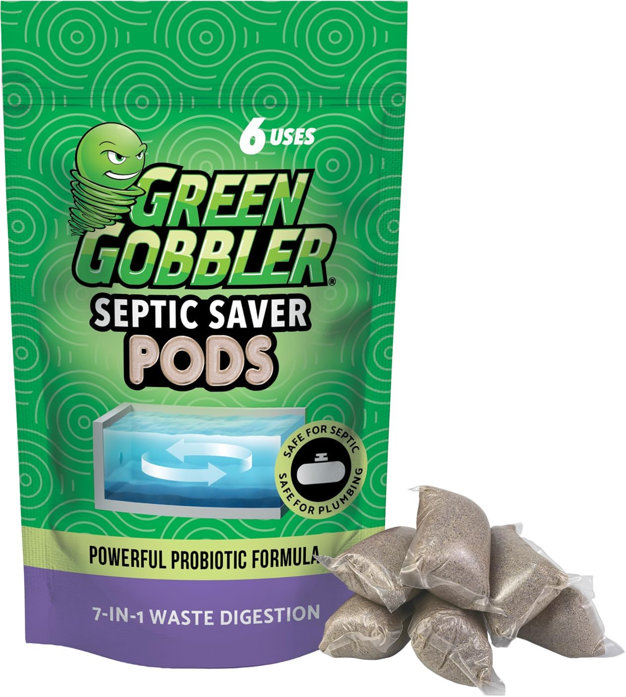 Detalle de Green Gobbler Septic Tank Treatment Packets, 6-Month Supply