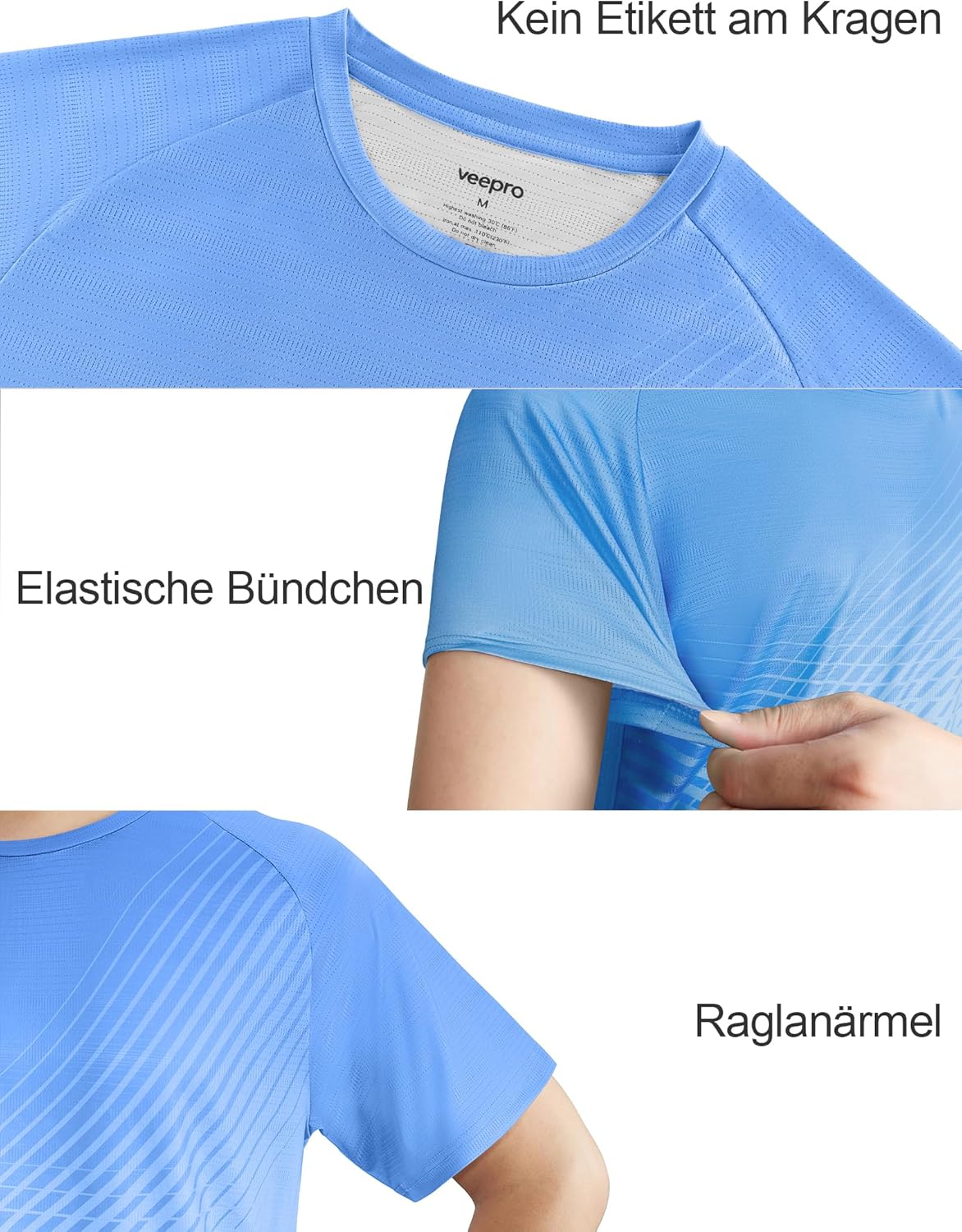 Detalle de Men’s Moisture-Wicking Gym T-Shirt with Breathable Mesh Fabric (Short Sleeve)