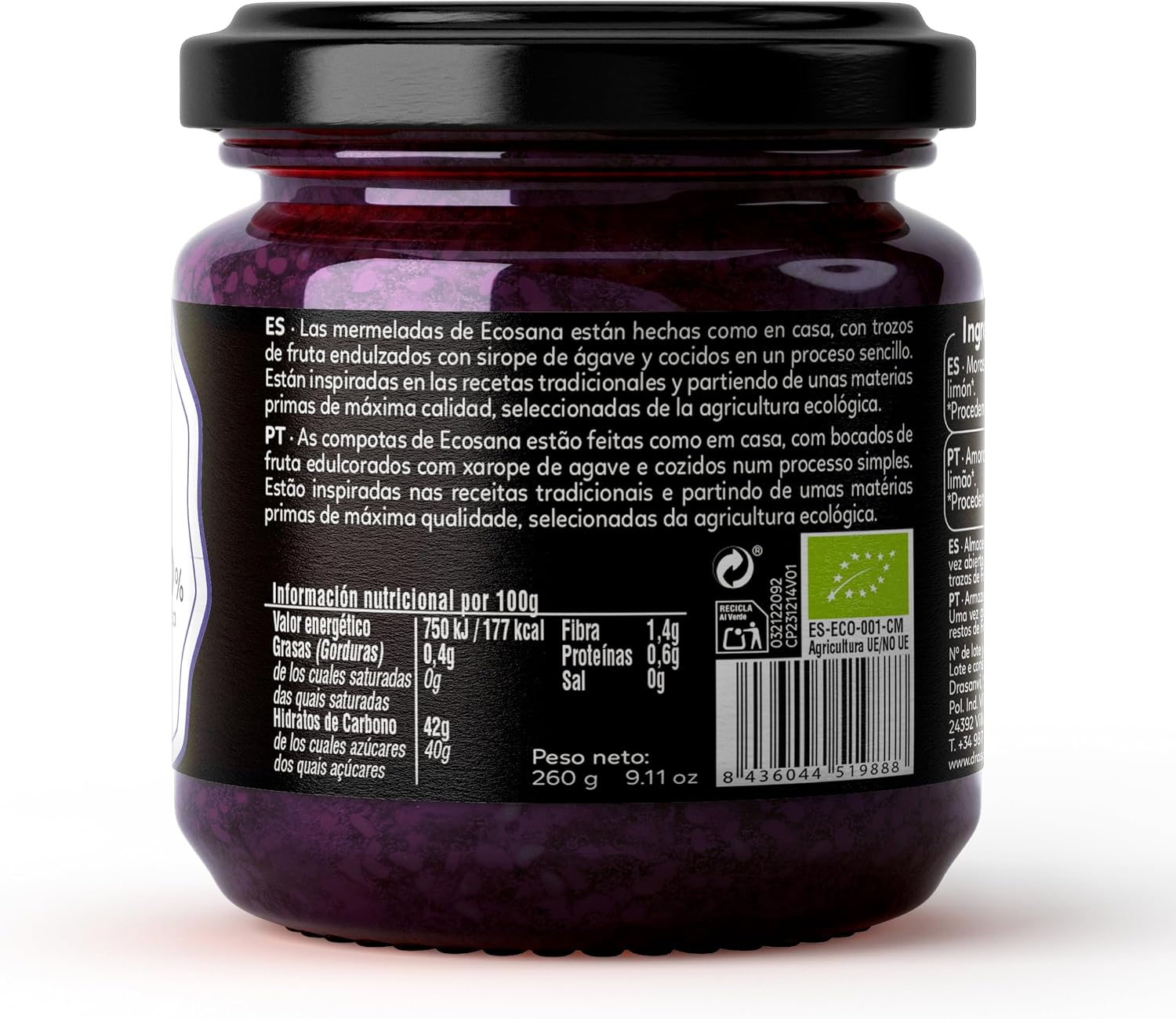 Detalle 2 de Drasanvi Mermelada Extra Mora 260 g 🍓