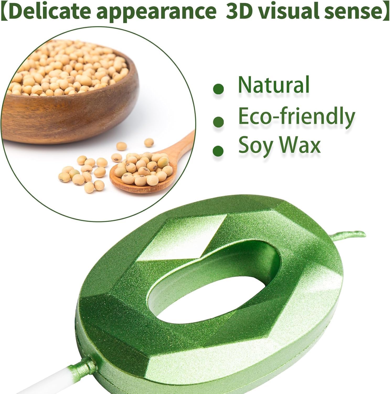 Thumbnail 2 de Yiran Green 24th Birthday Candles (2 & 4) – 3D Diamond-Style Cake Topper