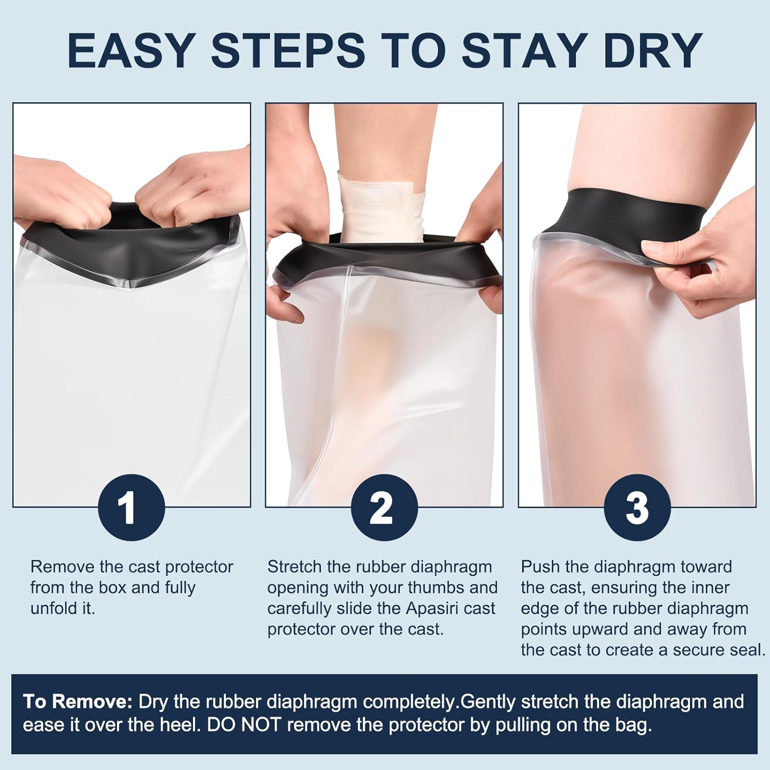Thumbnail 5 de Apasiri Waterproof Cast Cover for Shower – Reusable Non-Latex Leg Cast Protector (Watertight Seal)