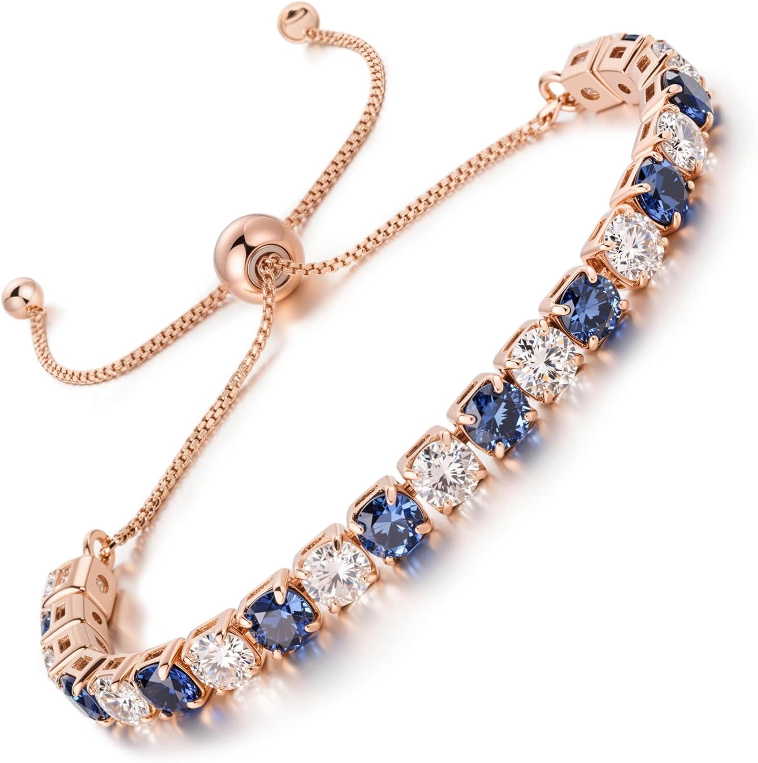 Detalle de LOVANS Adjustable 4/5/6mm Cubic Zirconia Tennis Bracelet – White/Rose Gold Plated