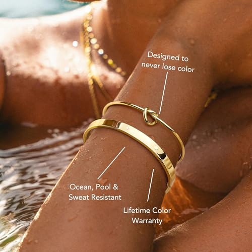 Detalle 2 de Gokeey Gold Cuff Bracelets for Women – 14K Gold Plated, Stackable Beaded & Infinity Rope Jewelry Set