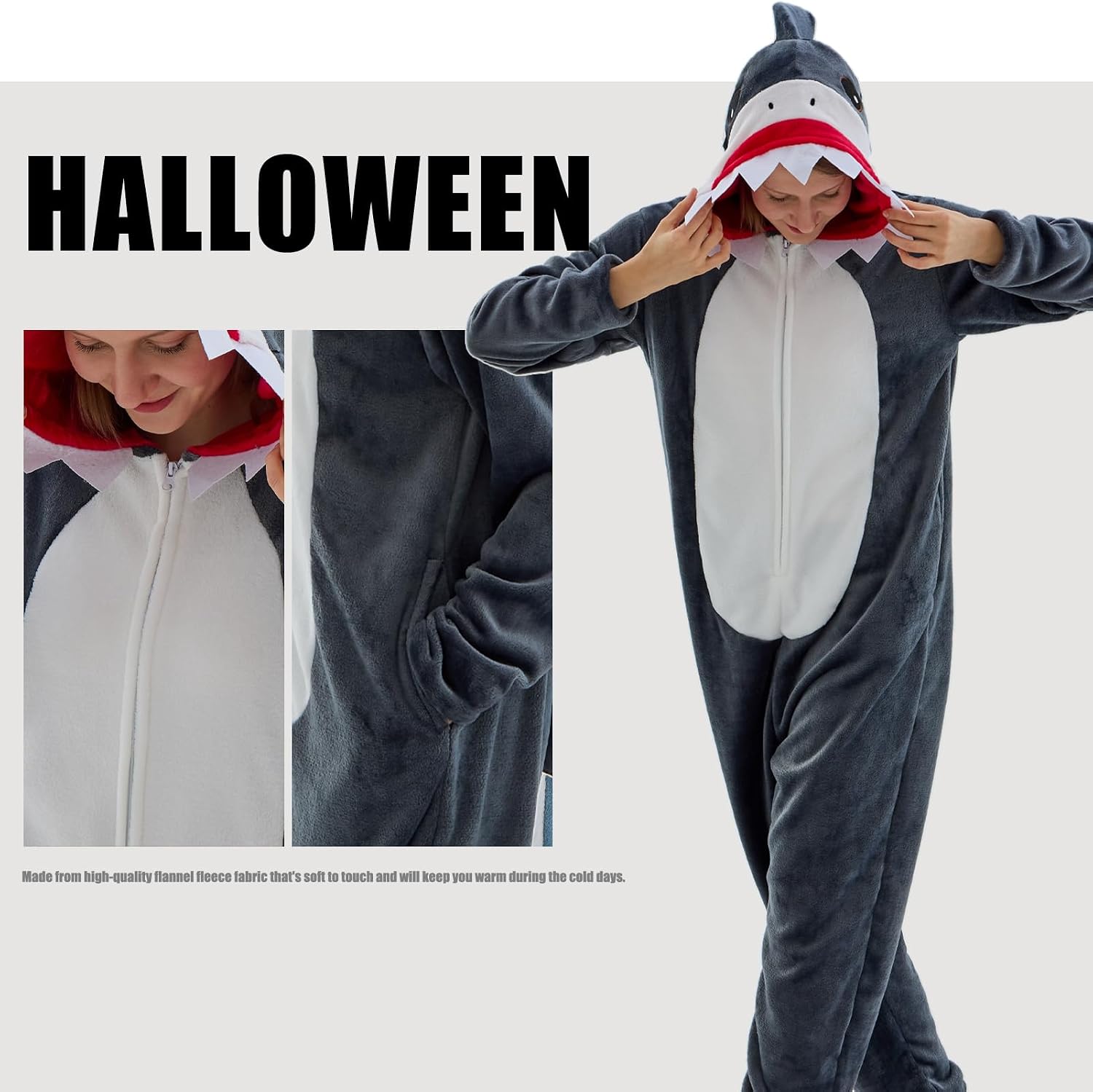 Thumbnail 4 de JUOLOET Unisex Animal Onesie Pajamas with Hood and Side Pockets