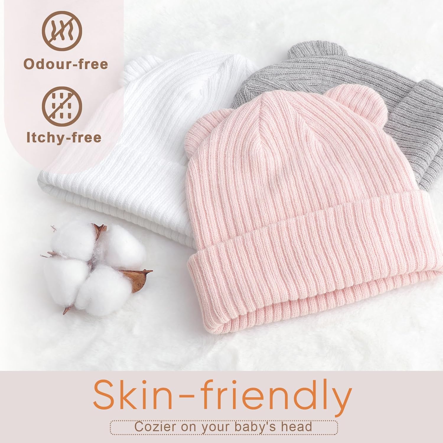 Thumbnail 1 de DRESHOW Toddler Beanie Hat with Bear Ears (Acrylic, Double-Layer) for 6–24 Months