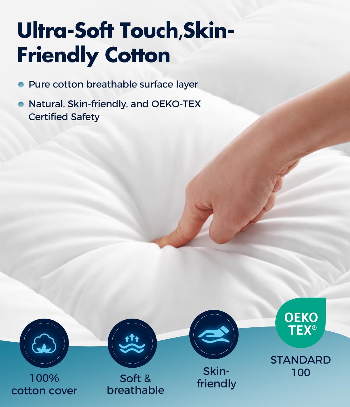 Detalle 2 de Fracho Cotton Mattress Topper with 100% Cotton Surface