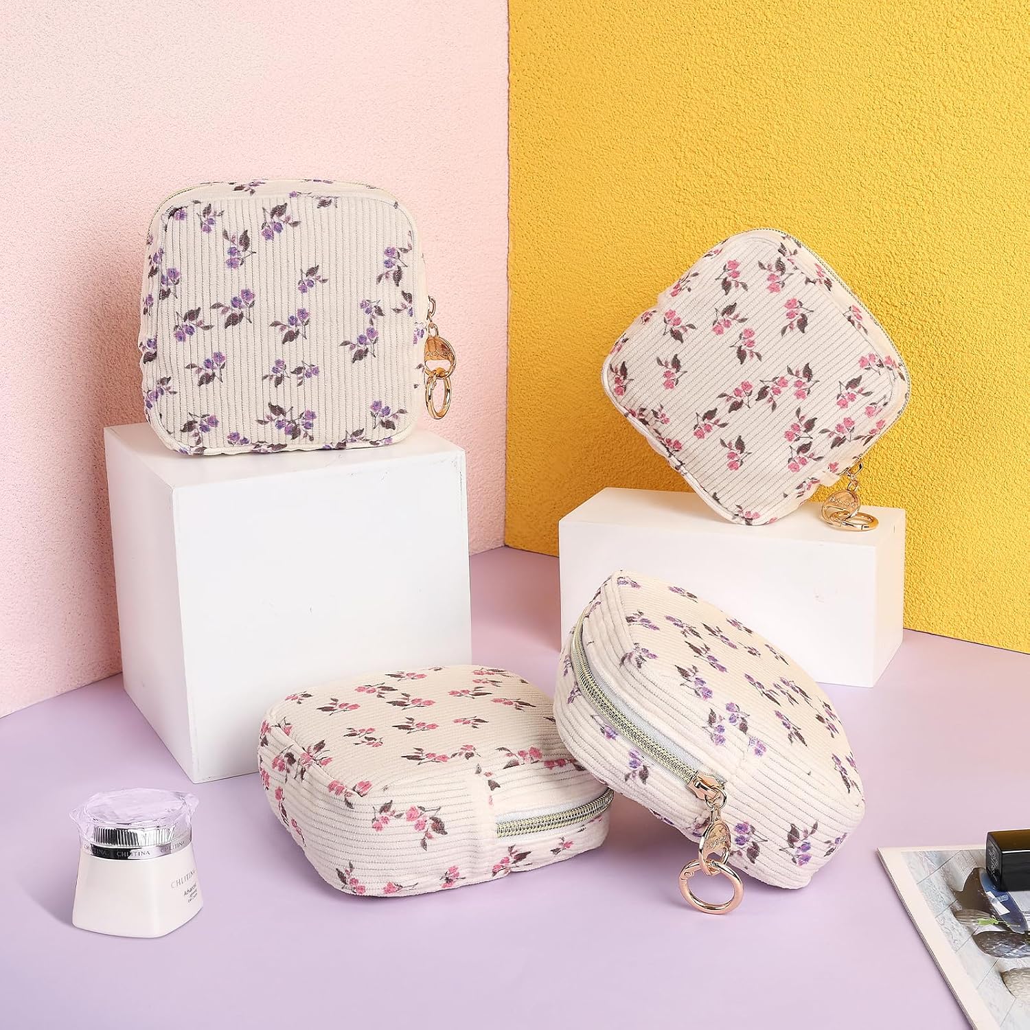 Thumbnail 6 de Playexen PL0757-PK Flower Makeup-01 mini-make-uptasje met bloemenprint en rits