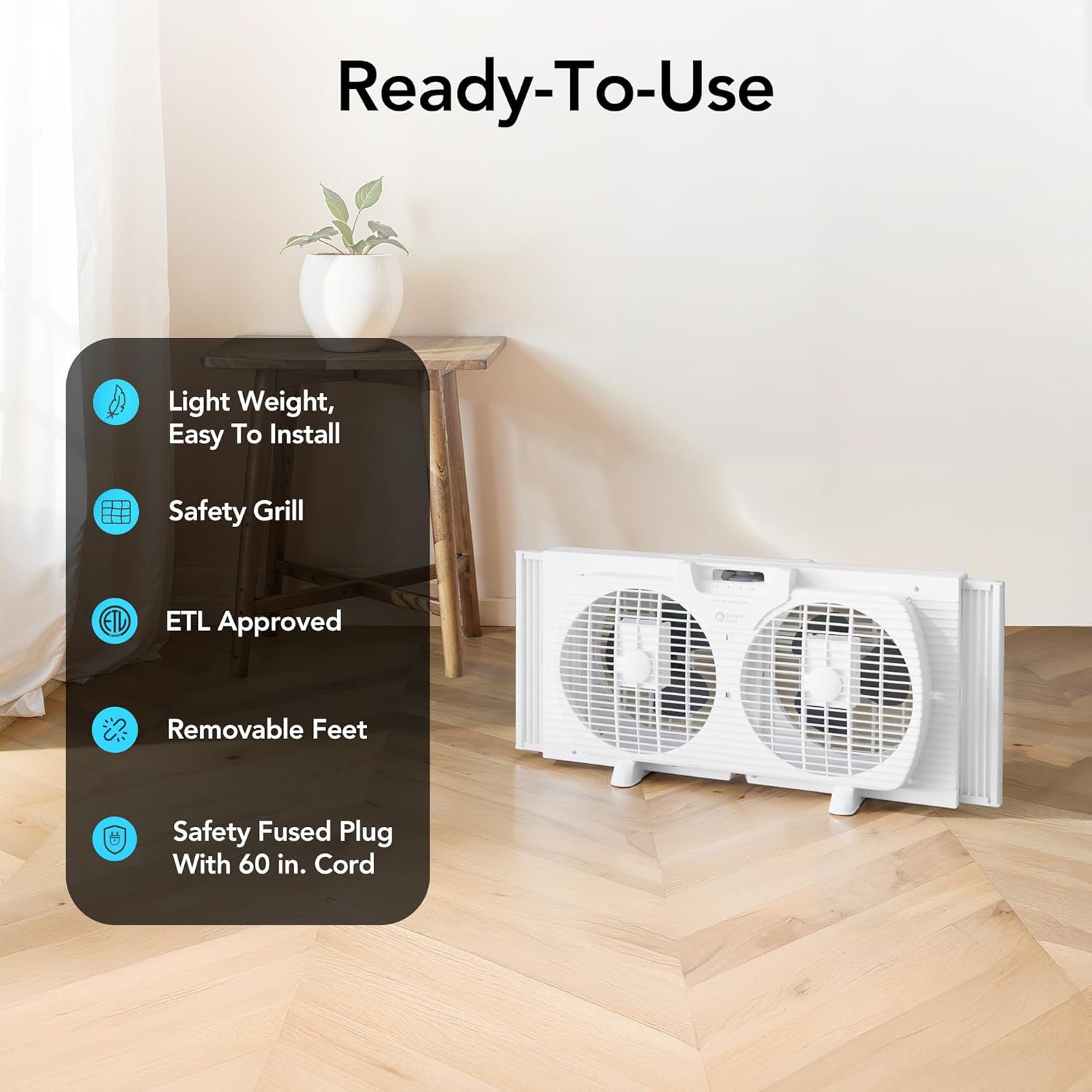 Detalle 1 de Comfort Zone 9-Inch reversible twin fan