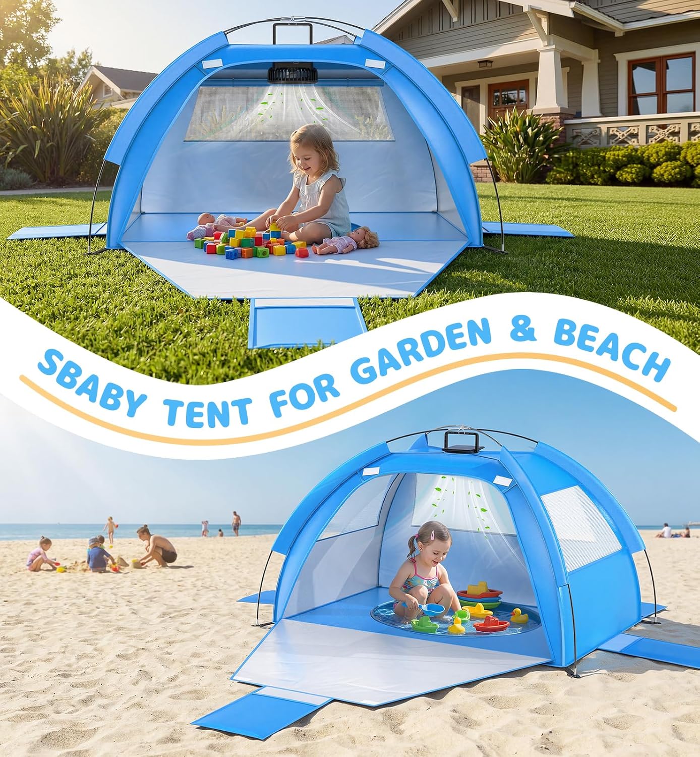 Thumbnail 4 de Dsquu Baby Beach Tent Solar Cooling Fan: All-in-One Sun Shelter for Toddlers