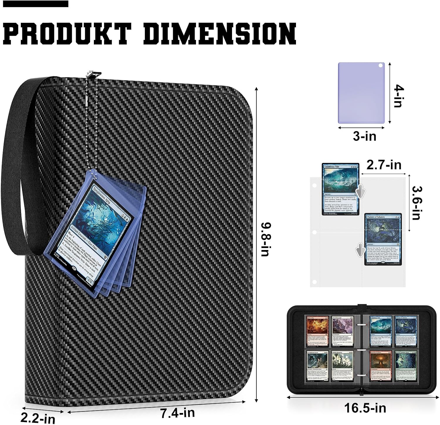 Detalle de Mlikero Sammelalbum für Sammelkarten (für bis zu 440 Karten) – 4 Taschen, 55 doppelseitige Seiten im 3-Ring-Design