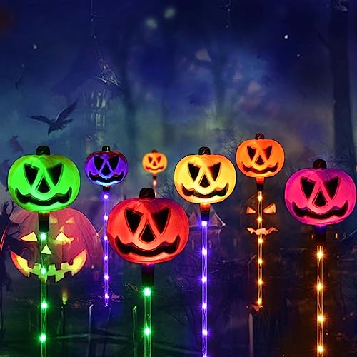 Detalle 2 de Homeleo Solar Pumpkin Stake Lights: Set of 6 for Halloween
