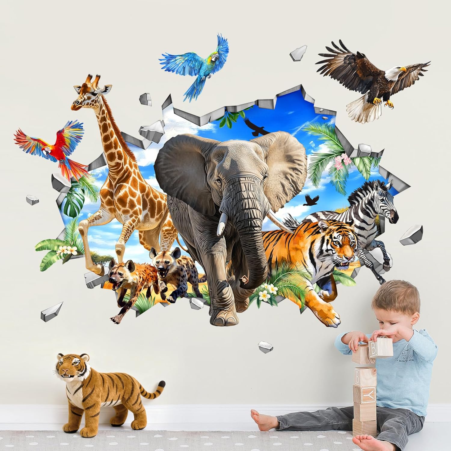 Thumbnail 6 de Supzone Wandtattoo Dinosaurier 3D XXL – Dino-Tyrannosaurus Rex & Triceratops als Wandaufkleber