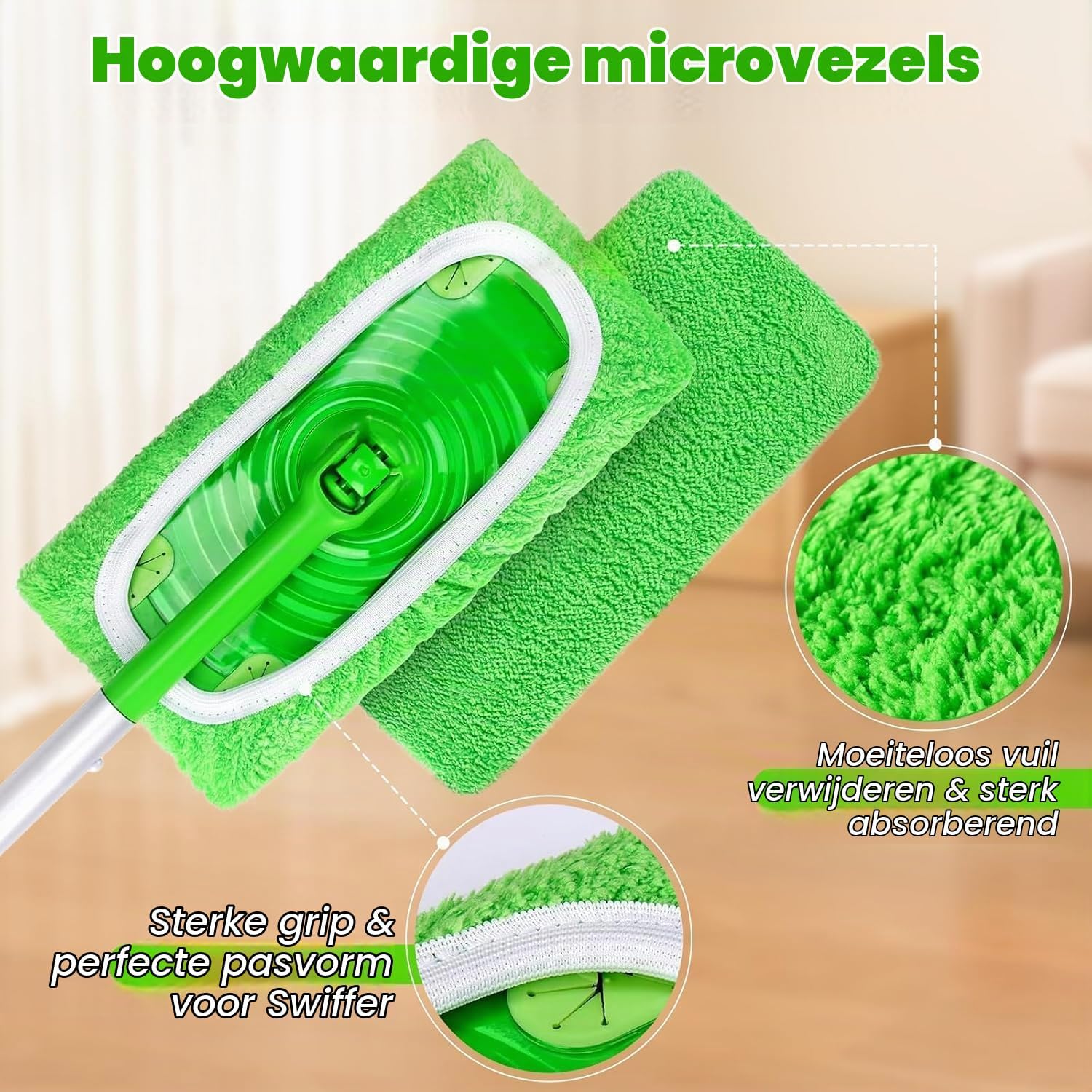 Detalle de ZWQO herbruikbare microvezelpads voor Swiffer, 12 stuks, wasbaar
