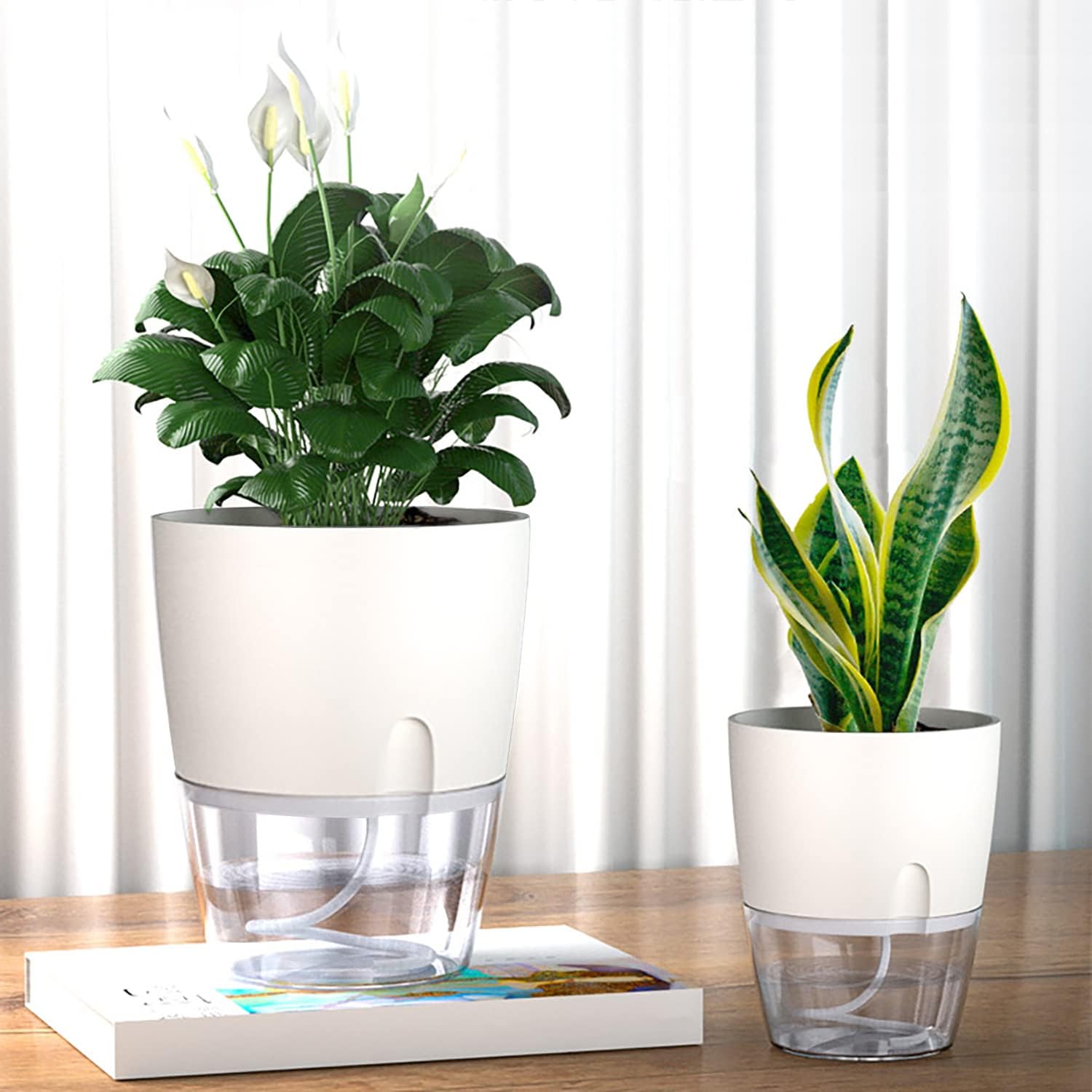 Thumbnail 5 de iDattel selbstbewässernder Blumentopf mit Bewässerungssystem – Kräutertopf Küchenfensterbank, 5er Set (weiß)