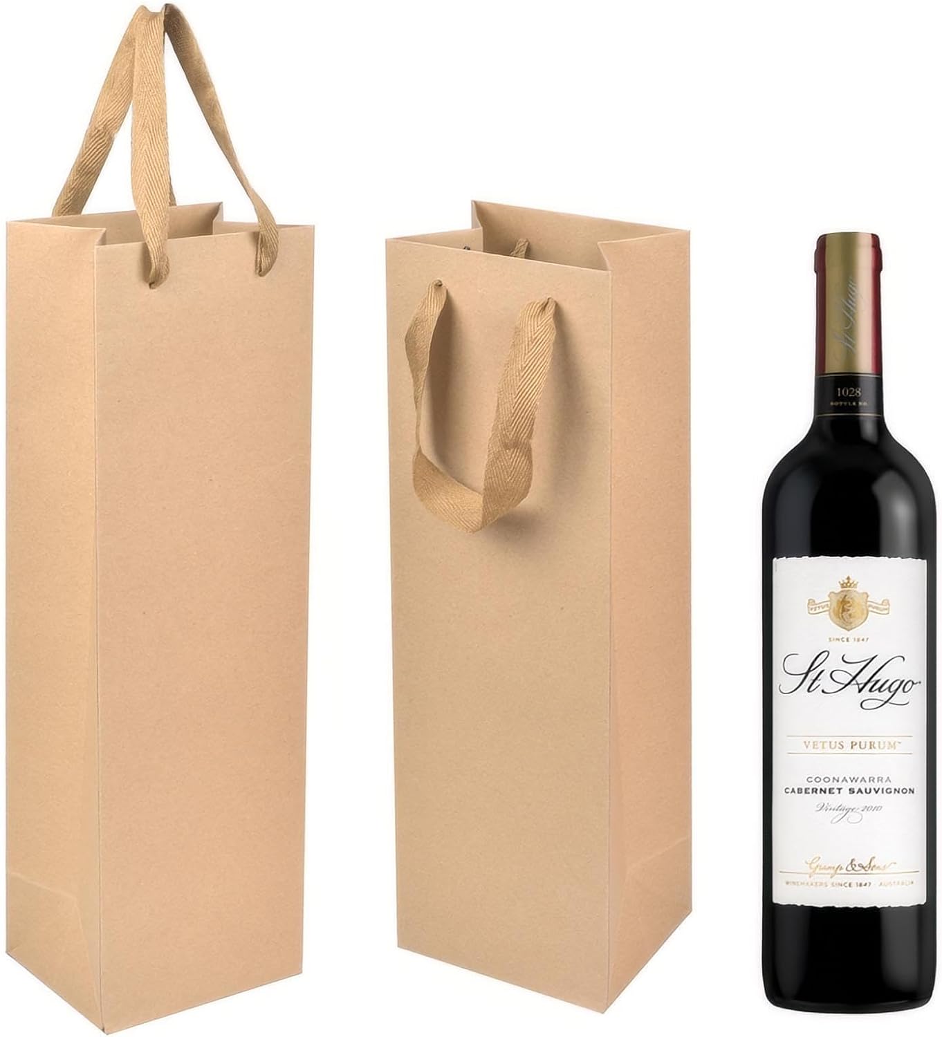 Detalle de Kraft Paper Wine Bottle Carrier Pack of 12