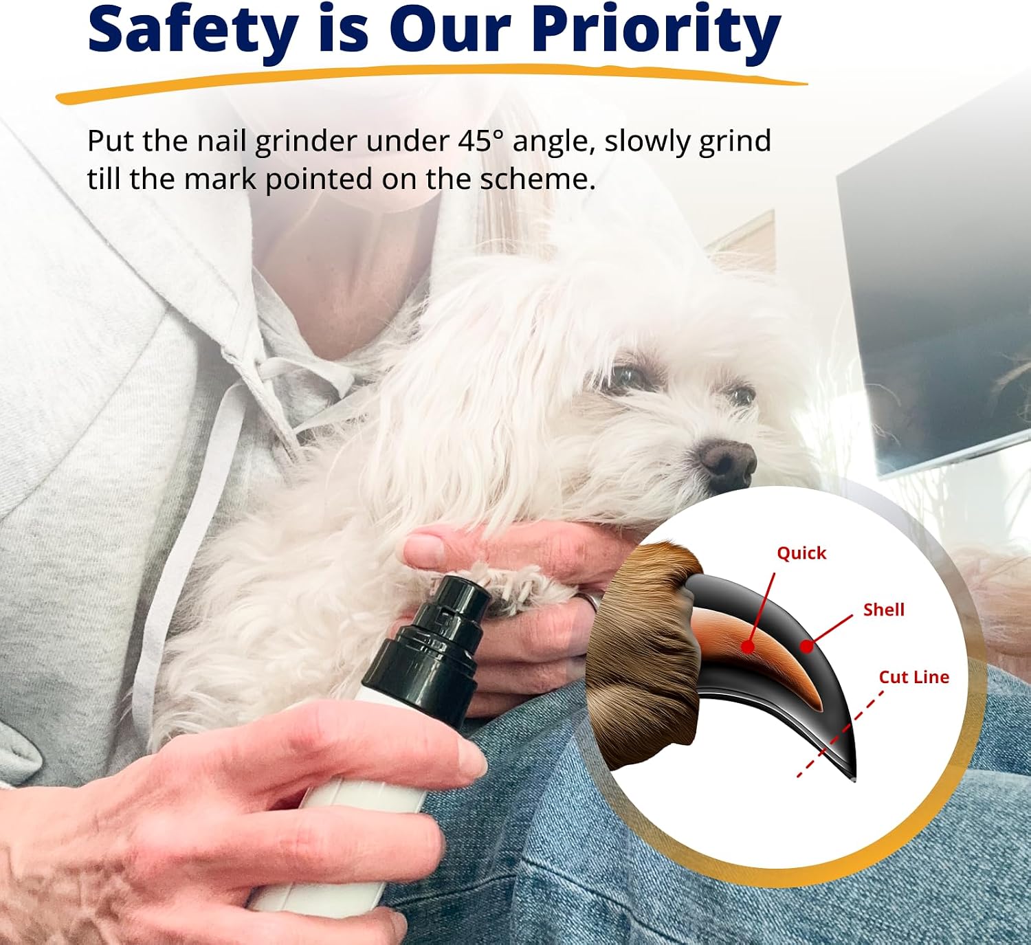 Detalle de Heusom Silent Groom Pro Pet Nail Grinder — Whisper Quiet Claw Trimmer for Dogs, Cats, and More