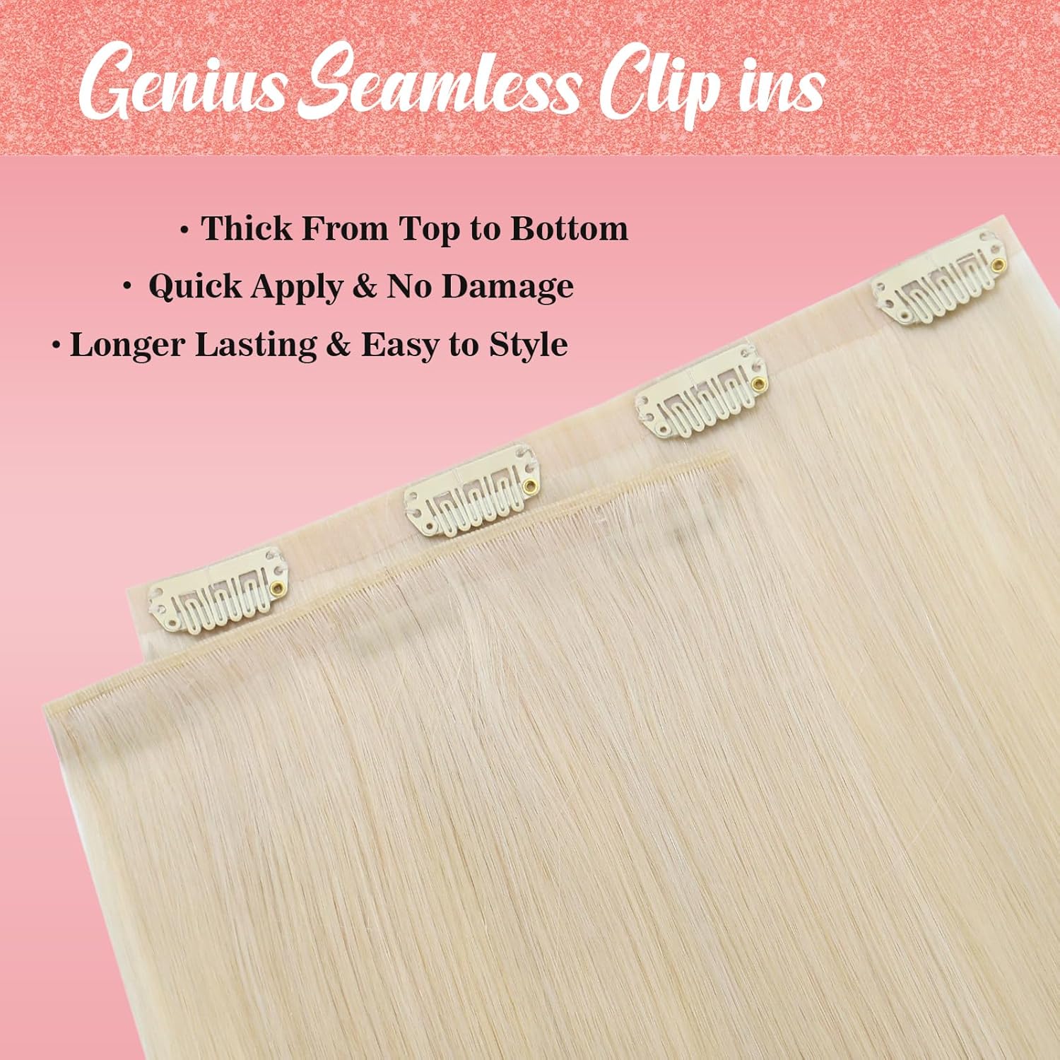 Detalle de Ve Sunny Hair Extensions Real Human Hair 24 Inch Genius Clip-In Extensions in Platinum Blonde