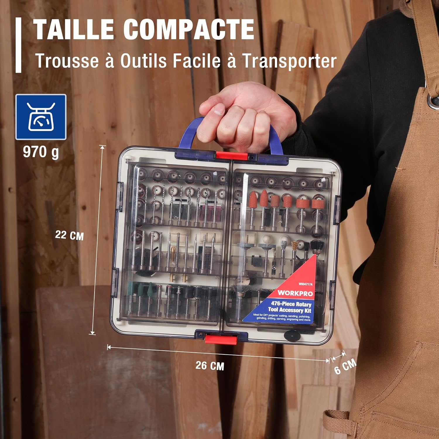 Detalle 2 de WORKPRO Coffret 476 accessoires pour outil rotatif