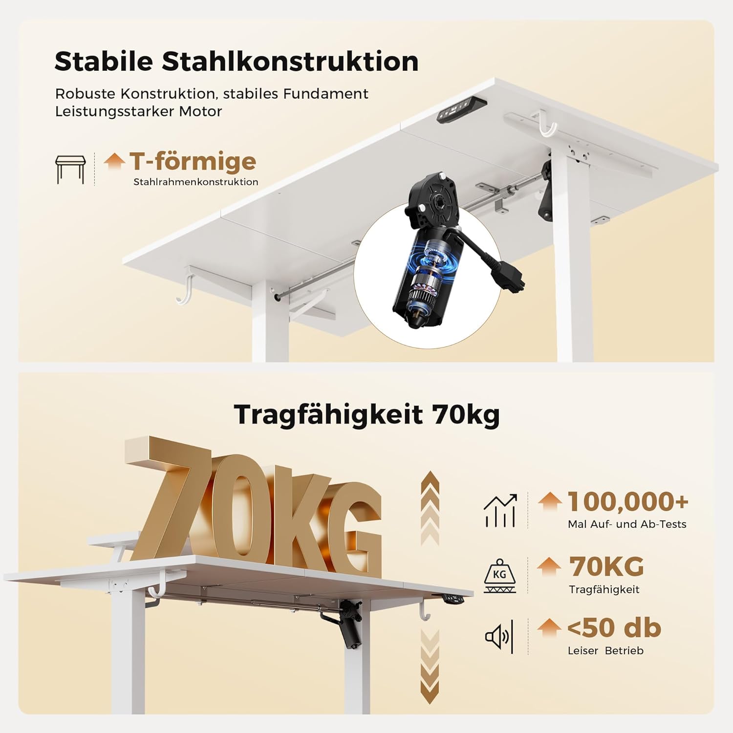 Thumbnail 4 de Agilestic Höhenverstellbarer Schreibtisch 120 x 60 cm mit Monitorständer – Weiß
